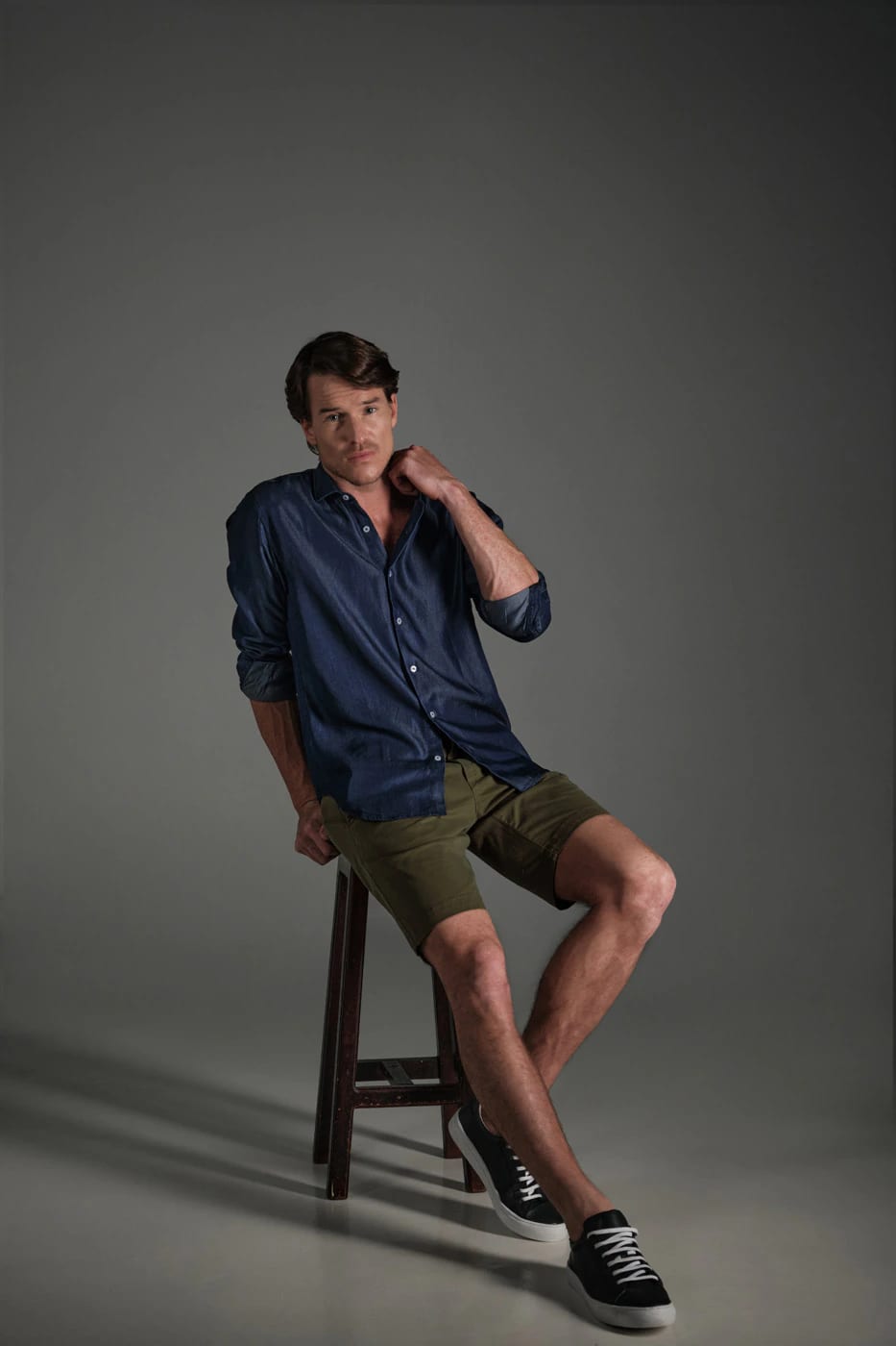 Bermuda Chino Slim Dril Verde Militar - imagen 6
