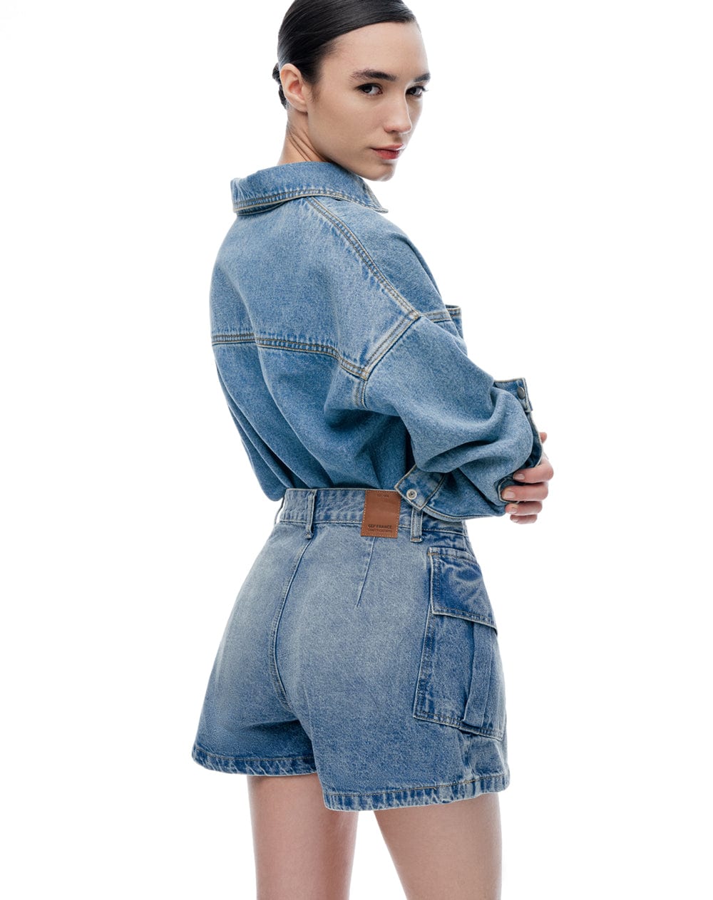 Falda short tiro medio índigo oscuro mujer - imagen 2