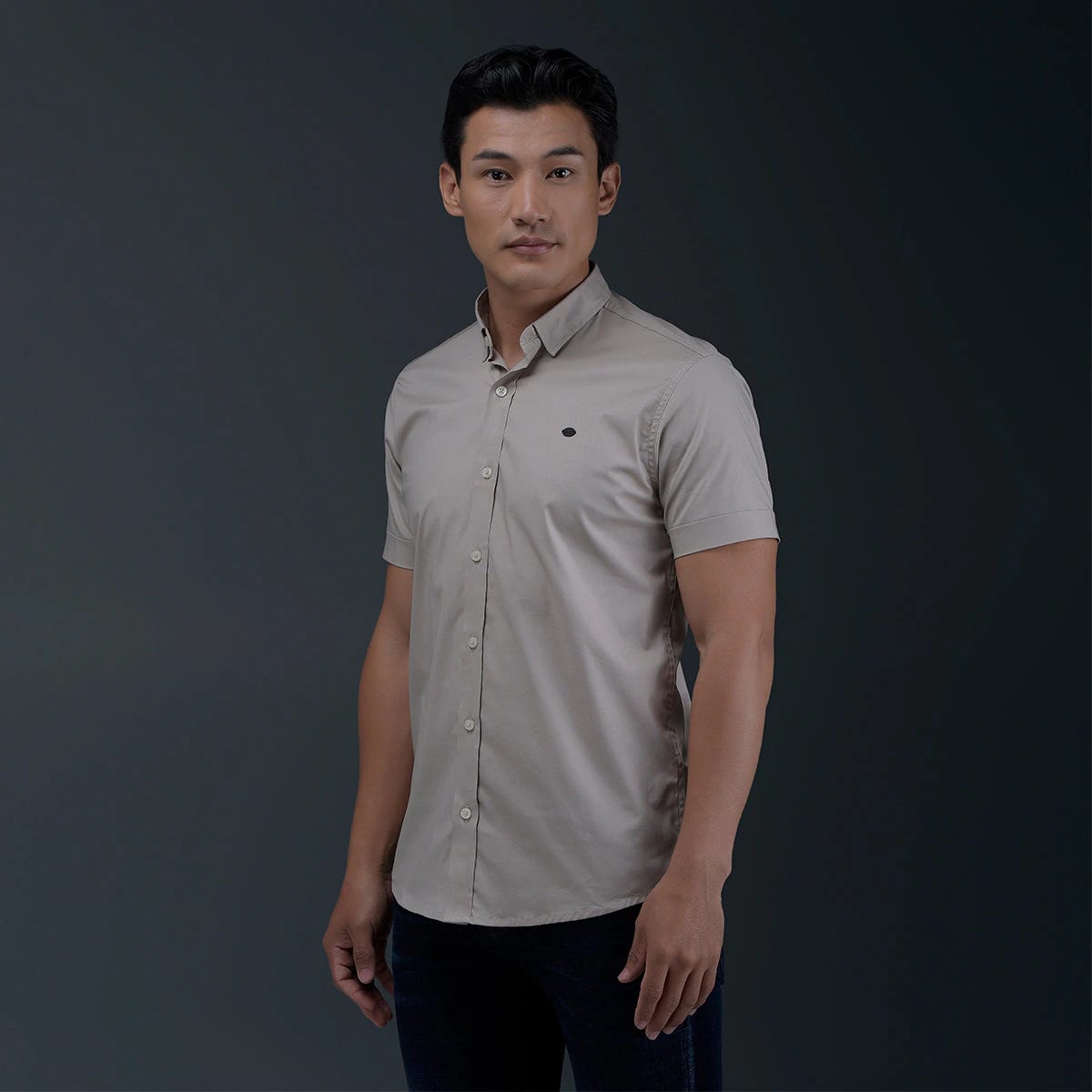 Camisa Beige Manga Corta - imagen 3