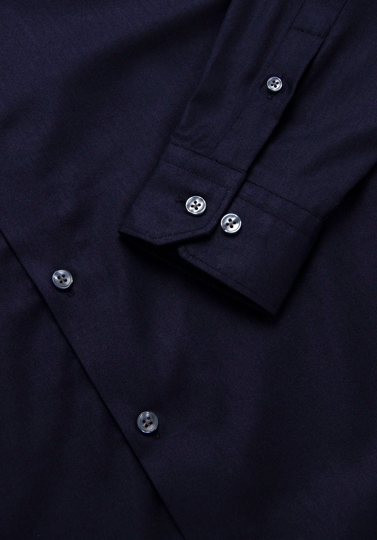 Camisa Dobby Espina de Pescado Algodón Azul Oscuro - imagen 3