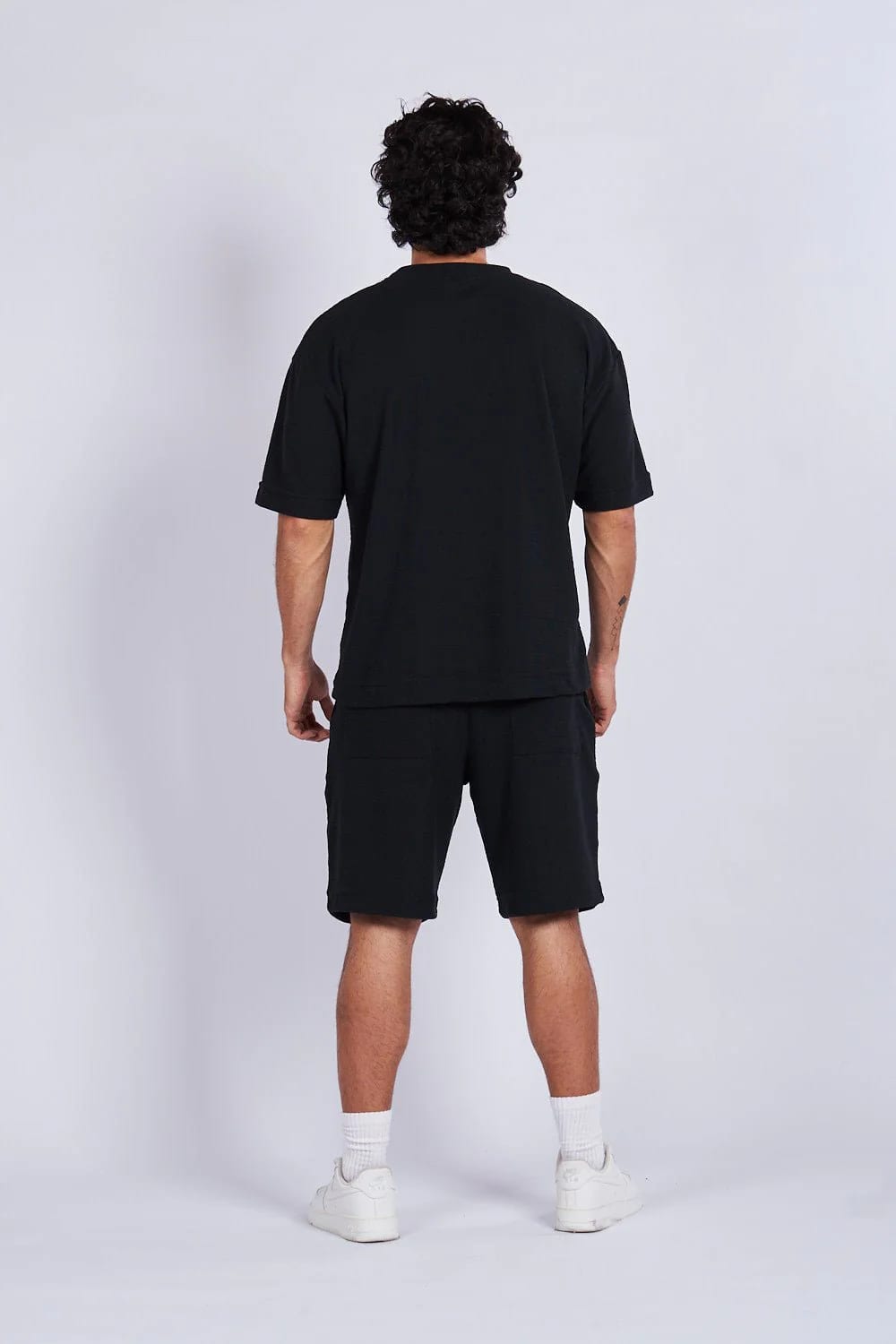 Camiseta oversize textura horizontal Negra - imagen 5