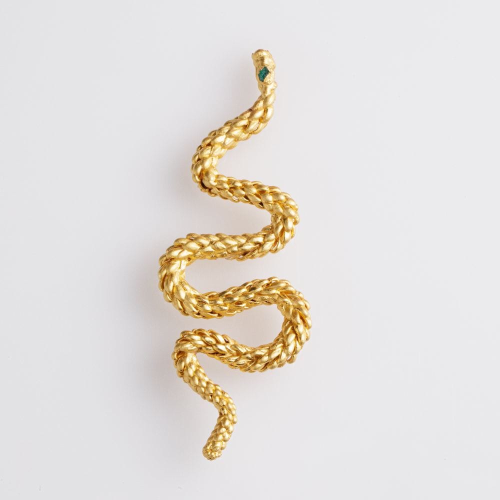 Araucaria Snake and Rough Emerald Pin - imagen 1
