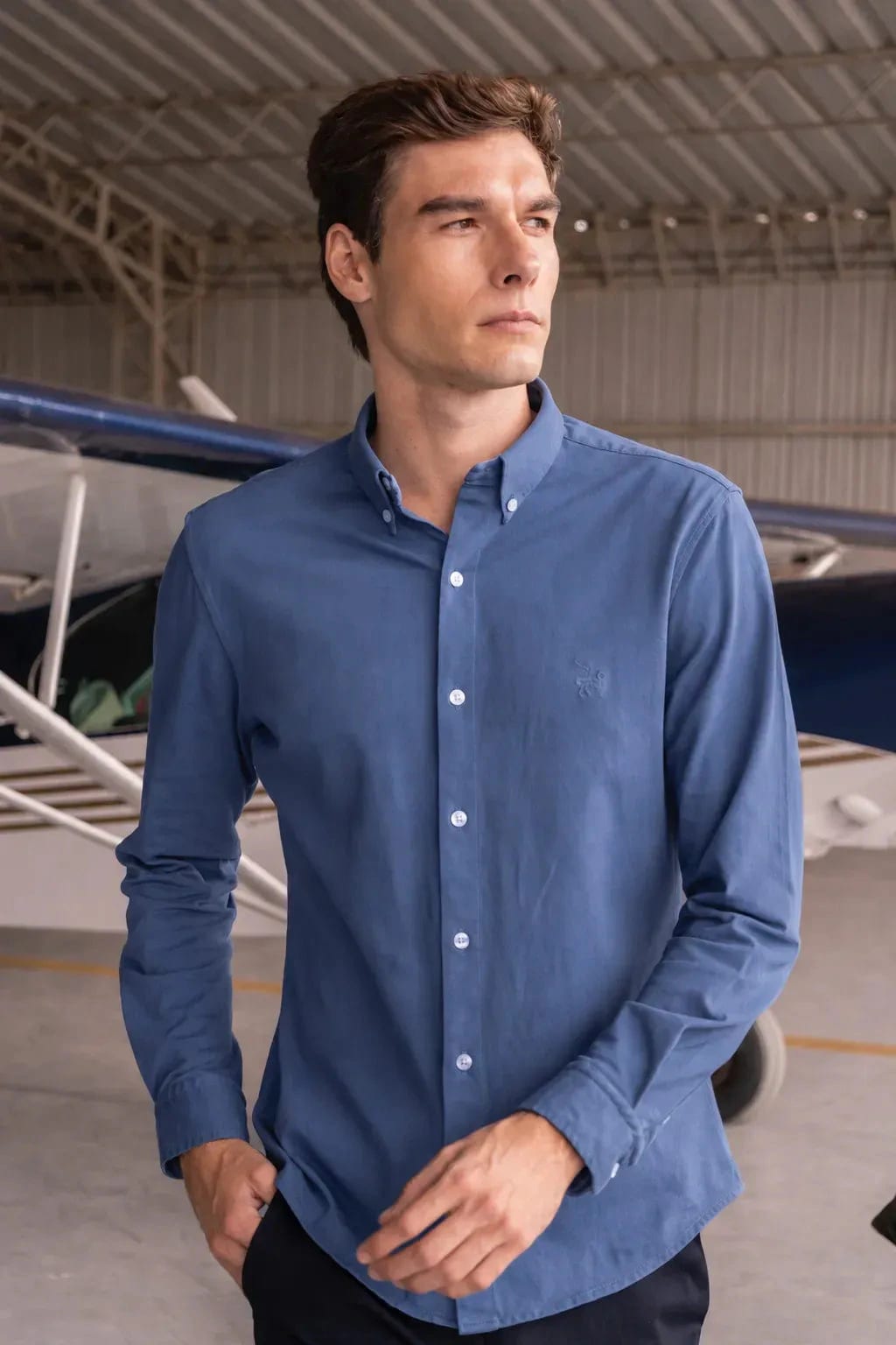 Camisa Micro Pique Hombre Azul Petroleo - imagen 1