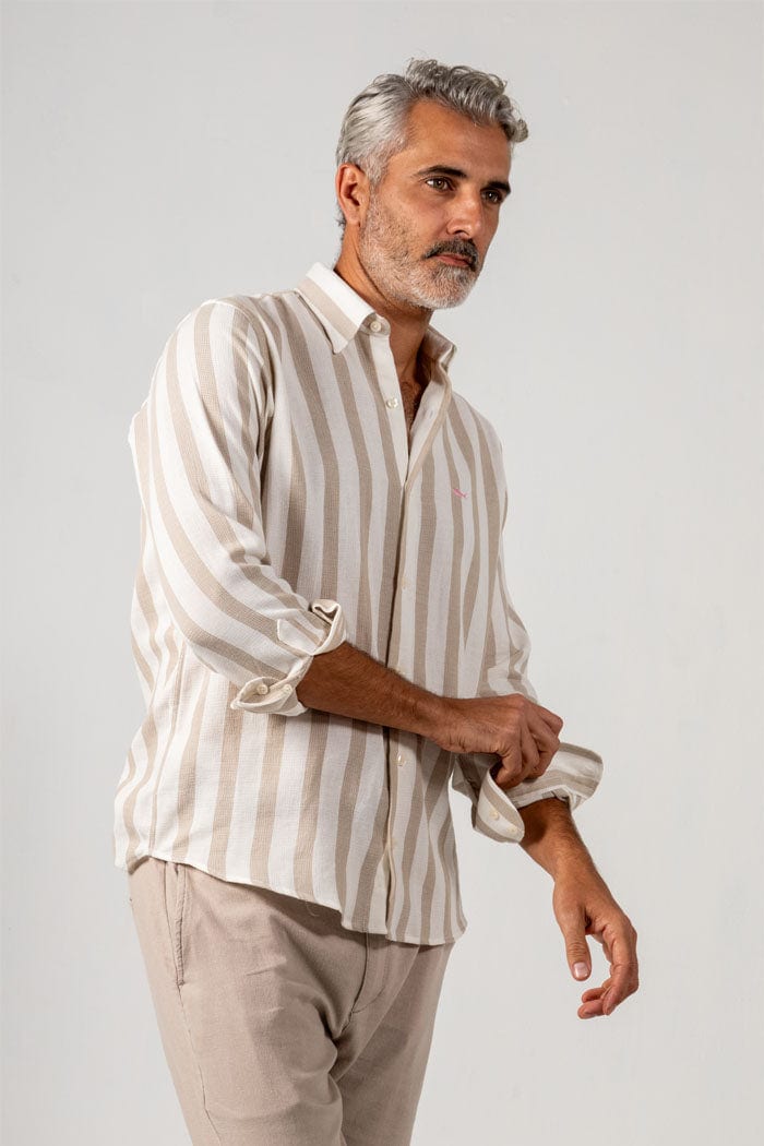 CAMISA BLANCA RAYAS G ARENA - imagen 2
