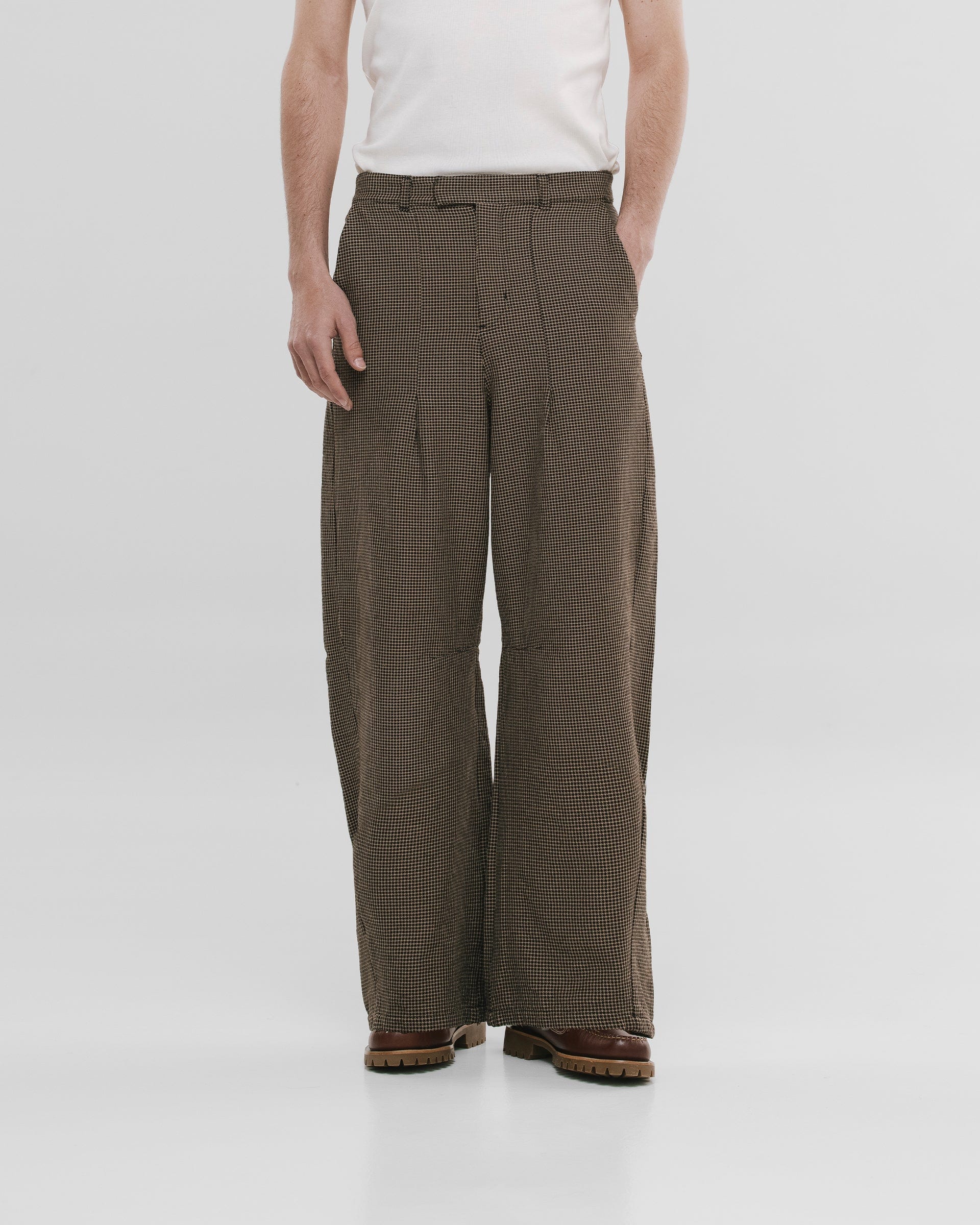 Barrel Fit Houndstooth Trousers - Café - imagen 4
