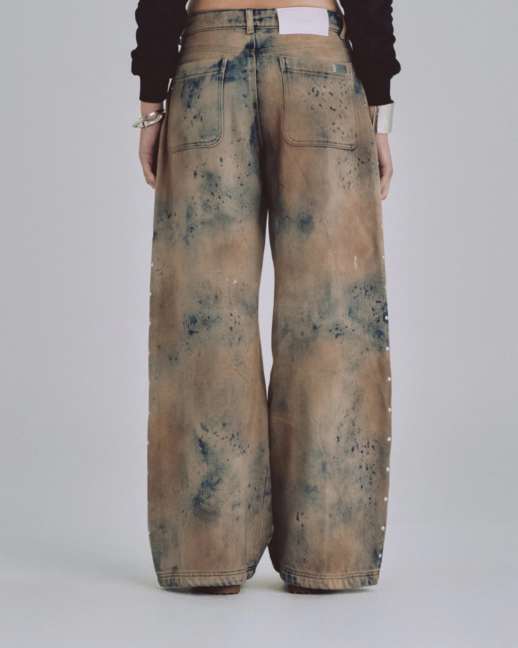 W 94' Riveted Painted Wide Jeans Gothic Blue - imagen 5