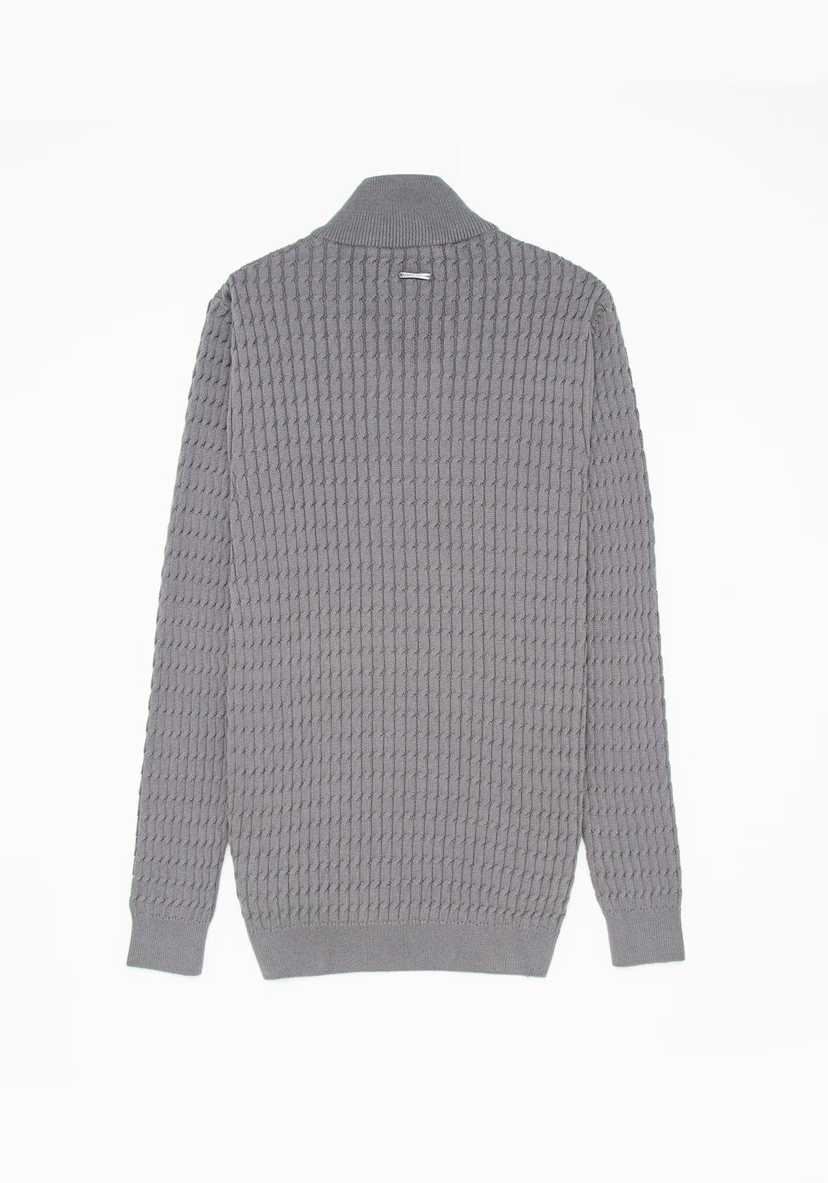 Saco Trenzado Half Zip Algodón Gris Oscuro - imagen 4