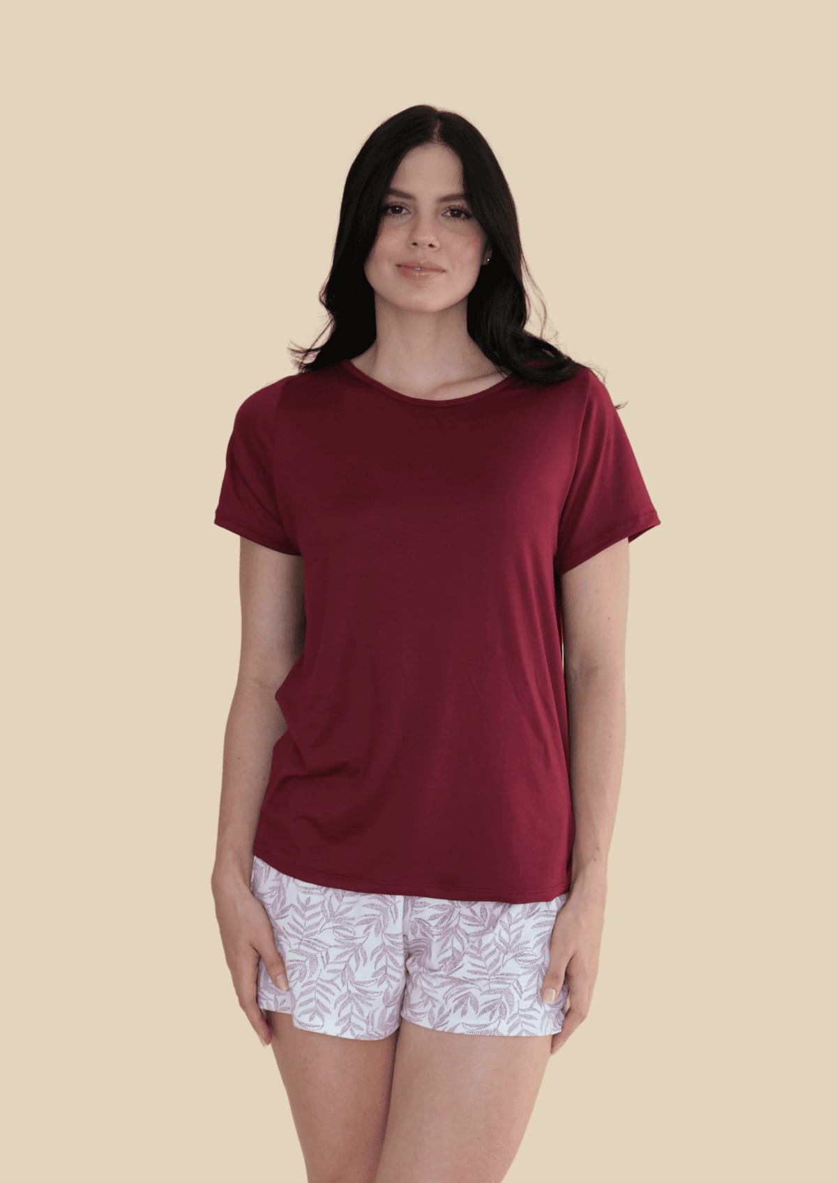 Pijama Short Estampado Vinotinto - imagen 3
