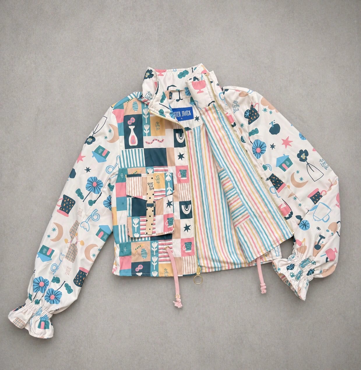 Chaqueta corta estampada crema - imagen 7