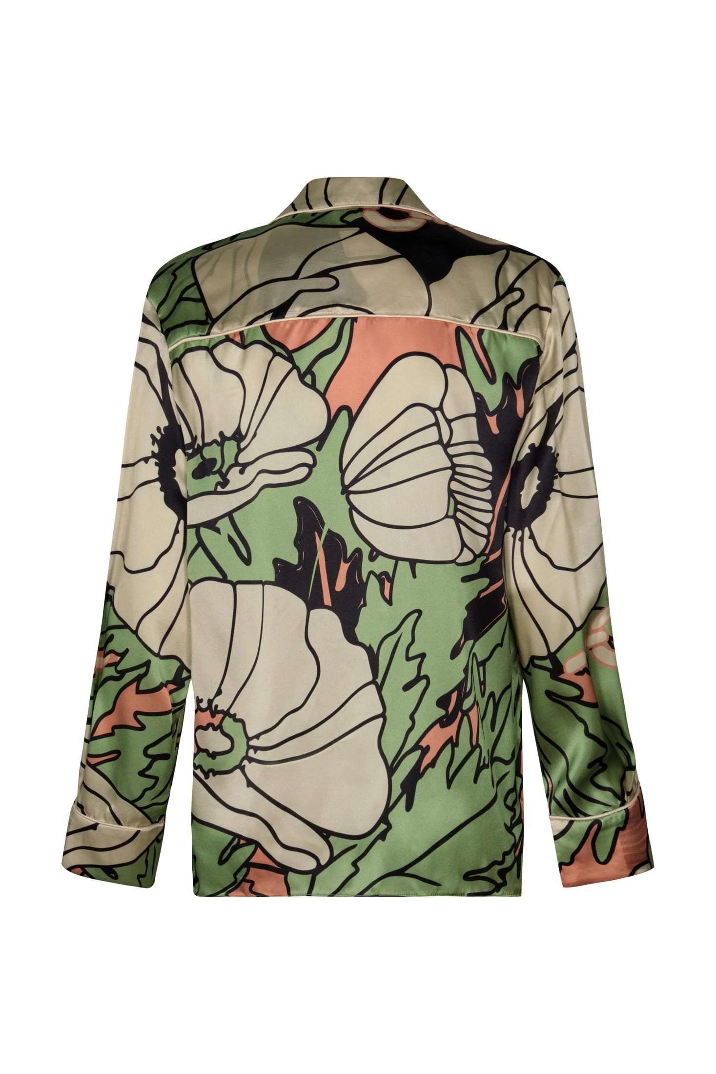 Noches De Luna Satin Silk Shirt / Sage Gladiolos Garden - imagen 3