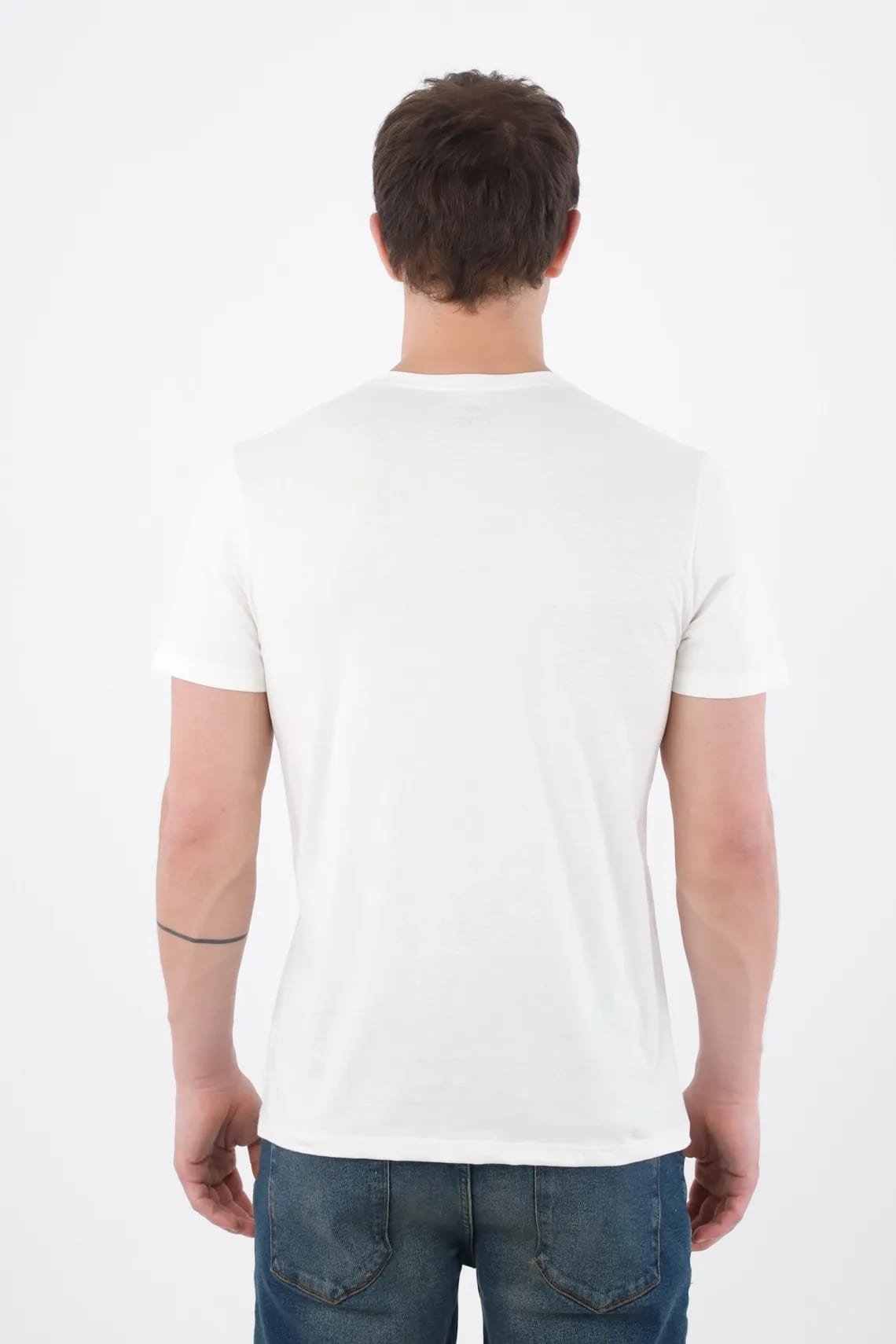 Camiseta regular con mini gráfico al pecho de algodón blanco para hombre - imagen 2