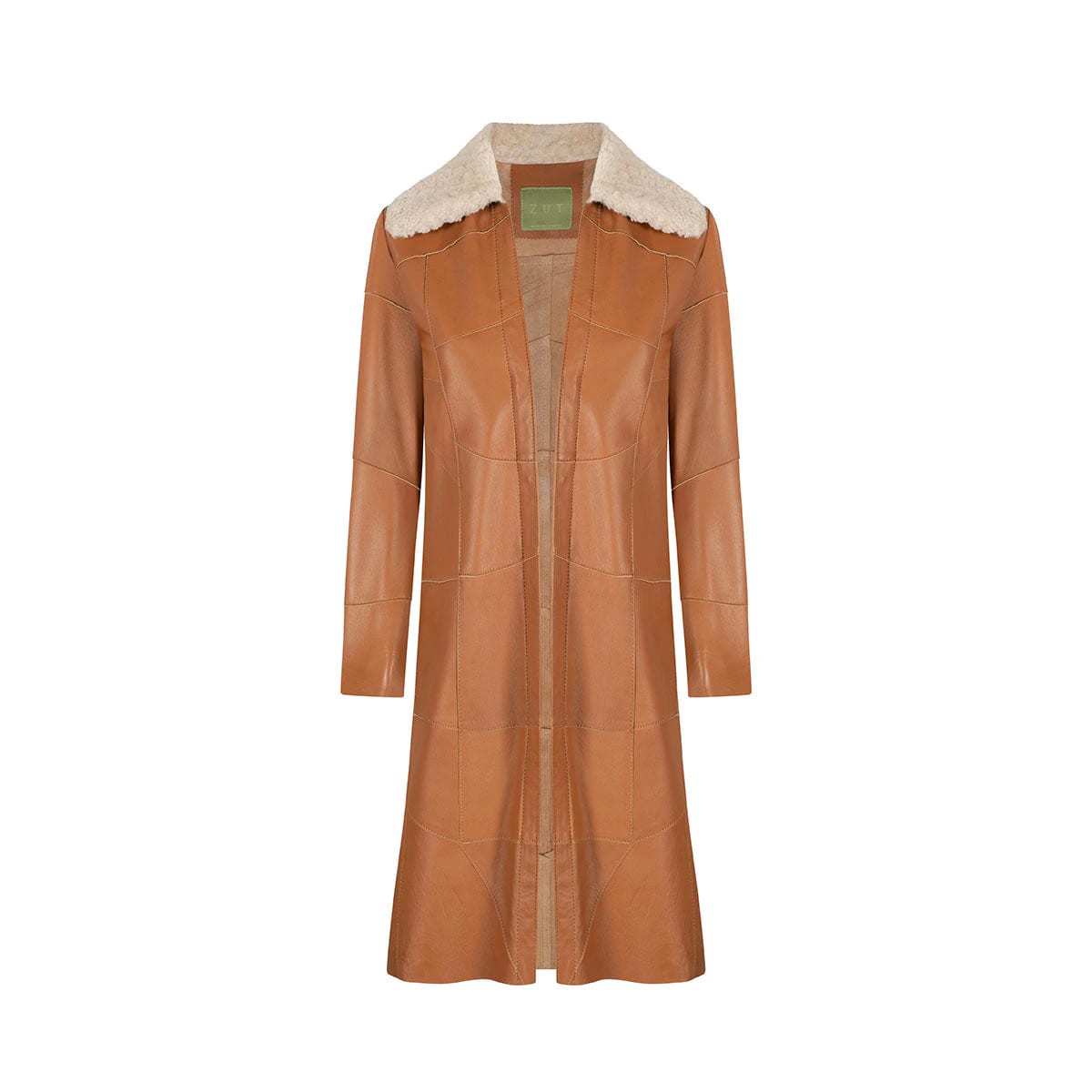 CRISTINA SHEEPSKIN COLLAR PATCHWORK KIMONO - imagen 1