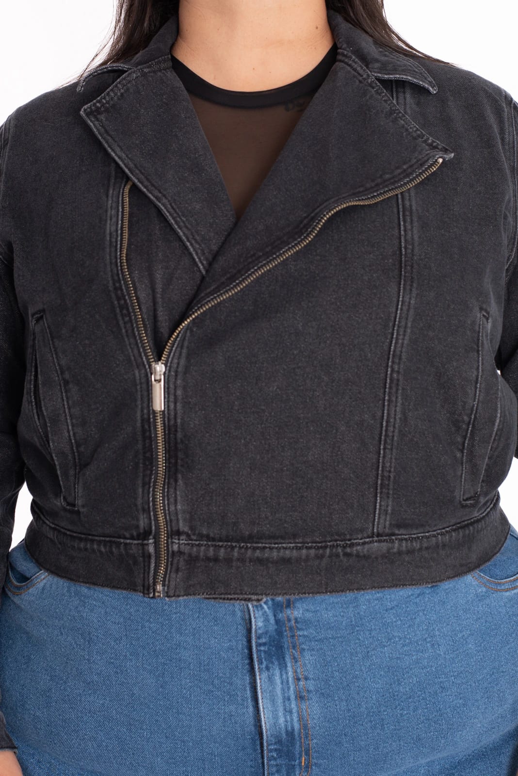 Chaqueta Biker Denim Negro - imagen 8