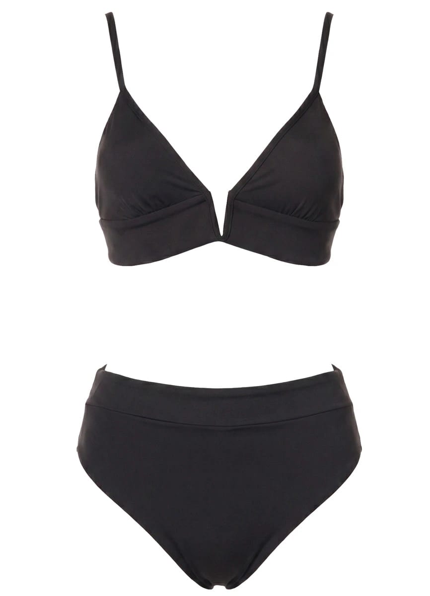 Maaji Jade Black Parade Long Line Triangle Bikini Top - imagen 8