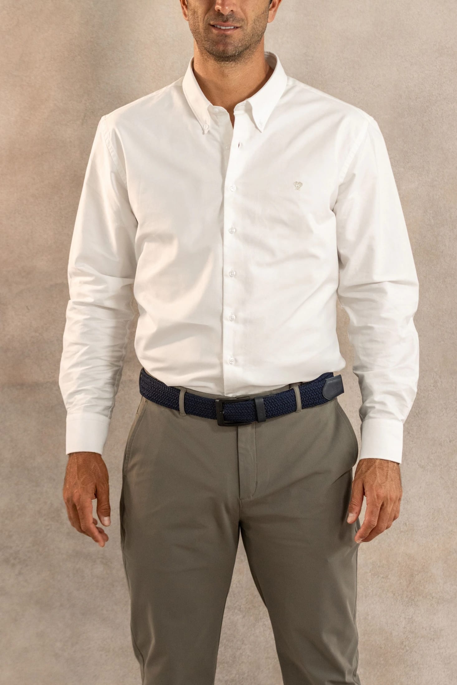 Camisa Antimanchas Oxford Blanco Logo Beige - imagen 1