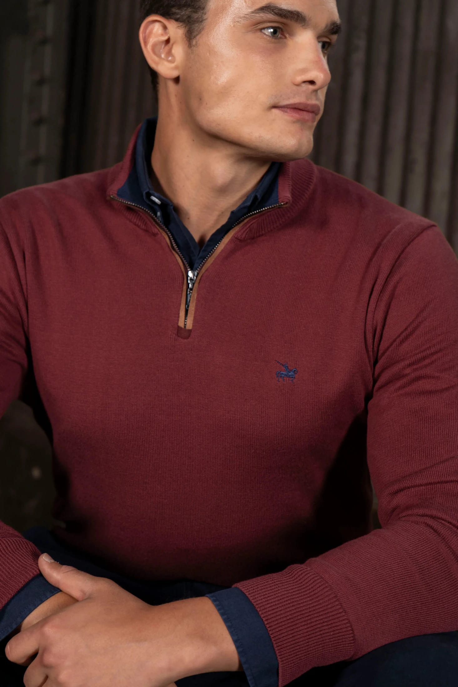 Suéter Halfzip Legacy Hombre Vinotinto - imagen 3