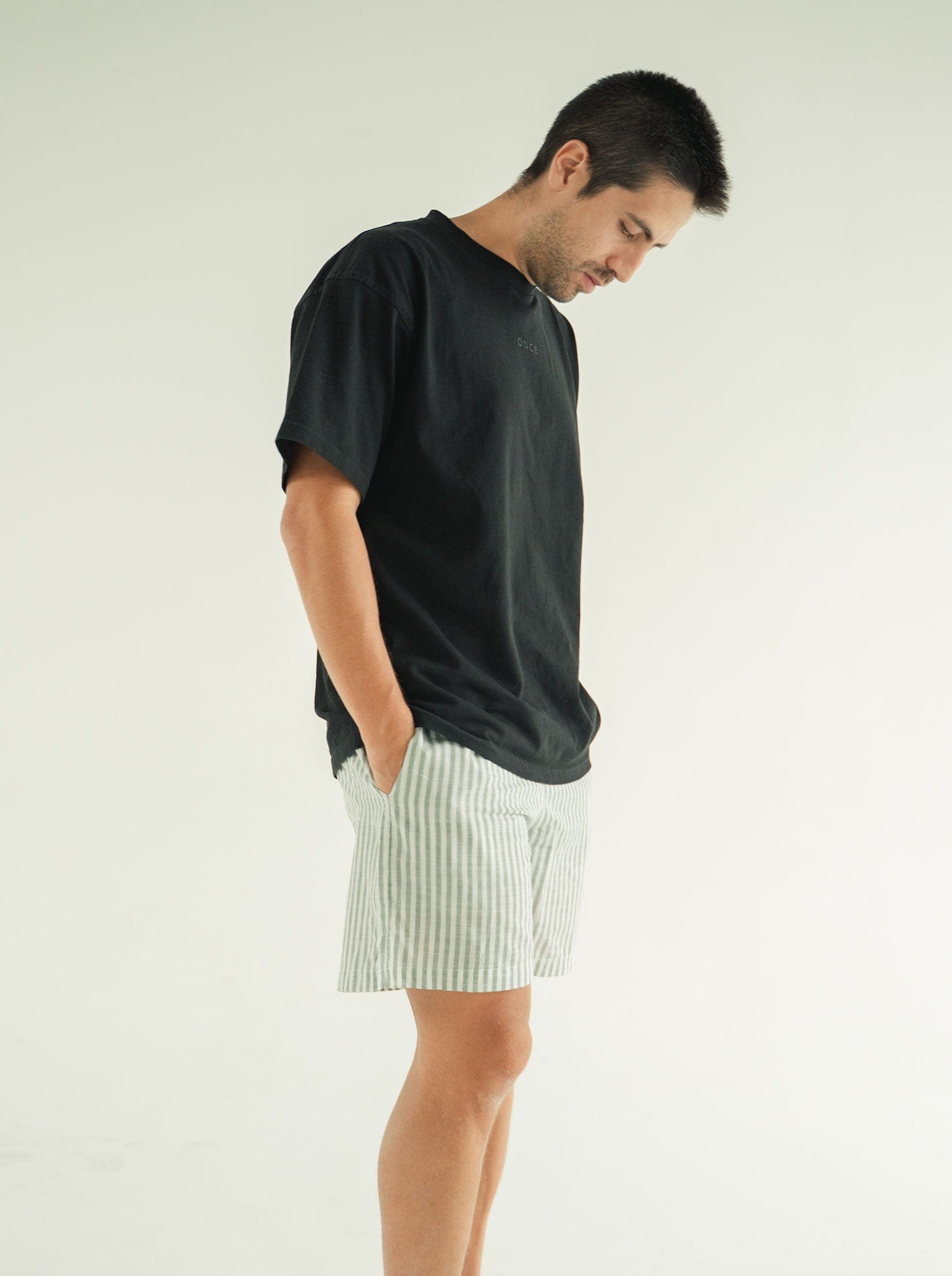 Pijama Pantaloneta Resort Rayas - Militar - imagen 2