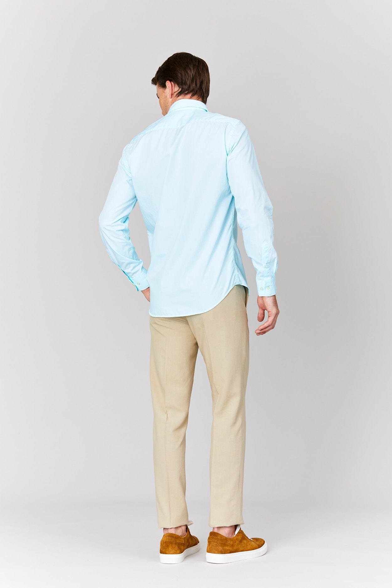Men's cotton shirt turquoise muslin - imagen 2
