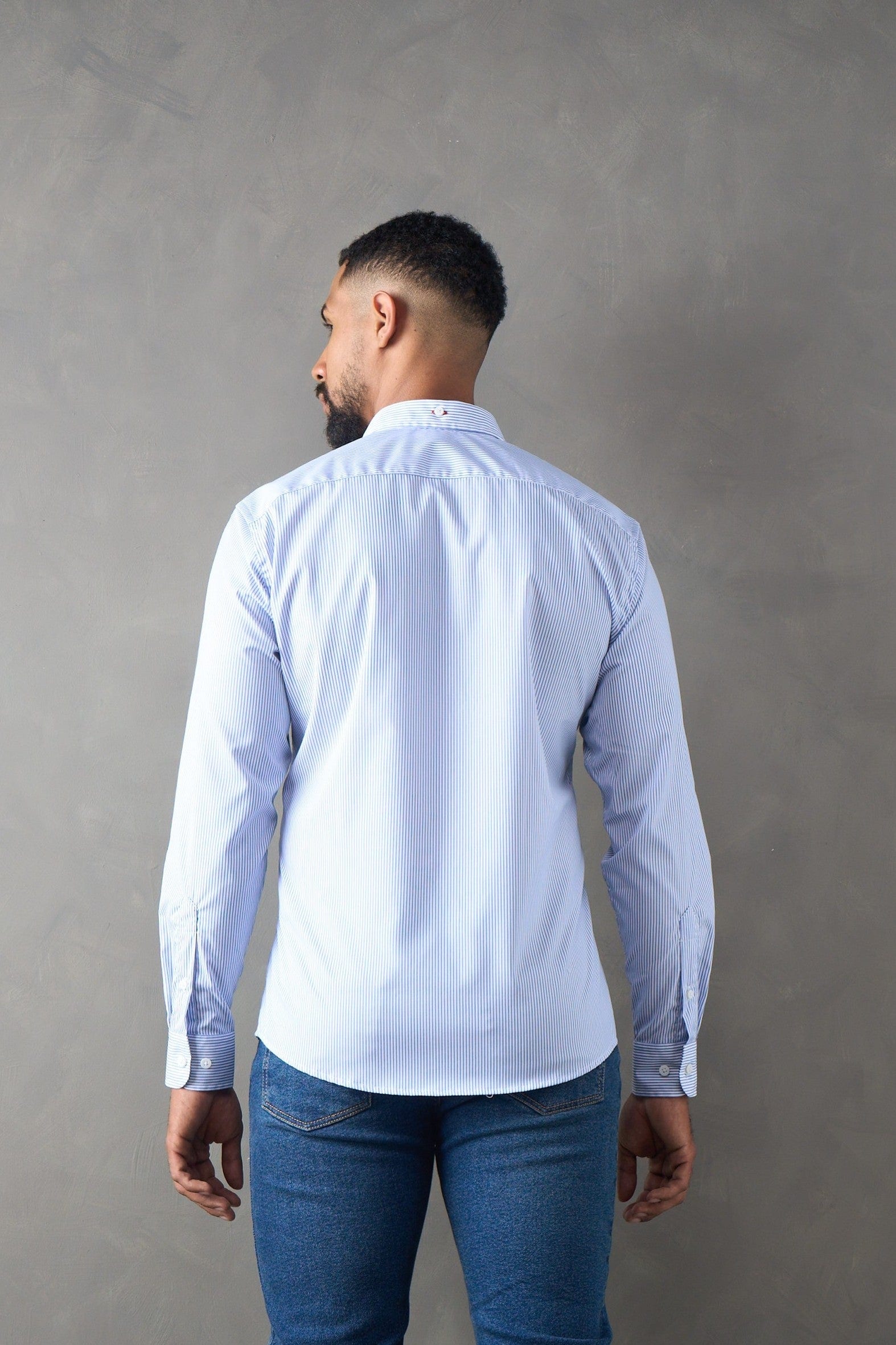 Camisa a rayas slim fit azul medio - imagen 2