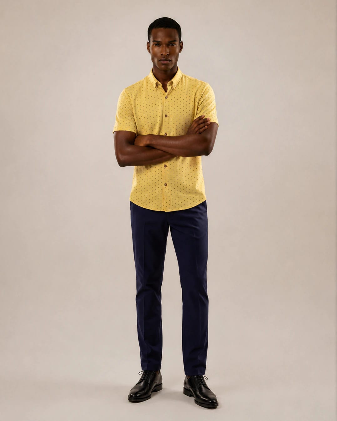 Camisa en tejido de punto con mini prints amarillo - imagen 4