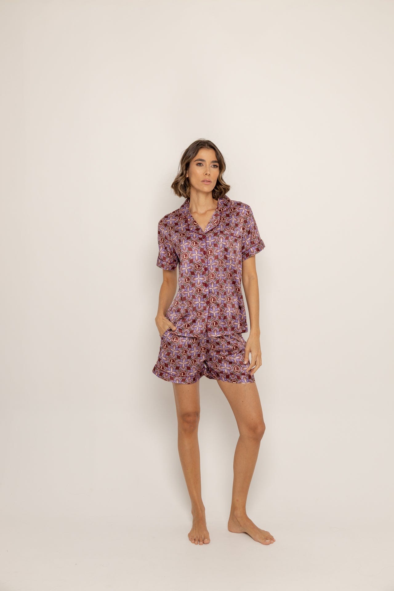 Conjunto short bohemio vinotinto - imagen 2