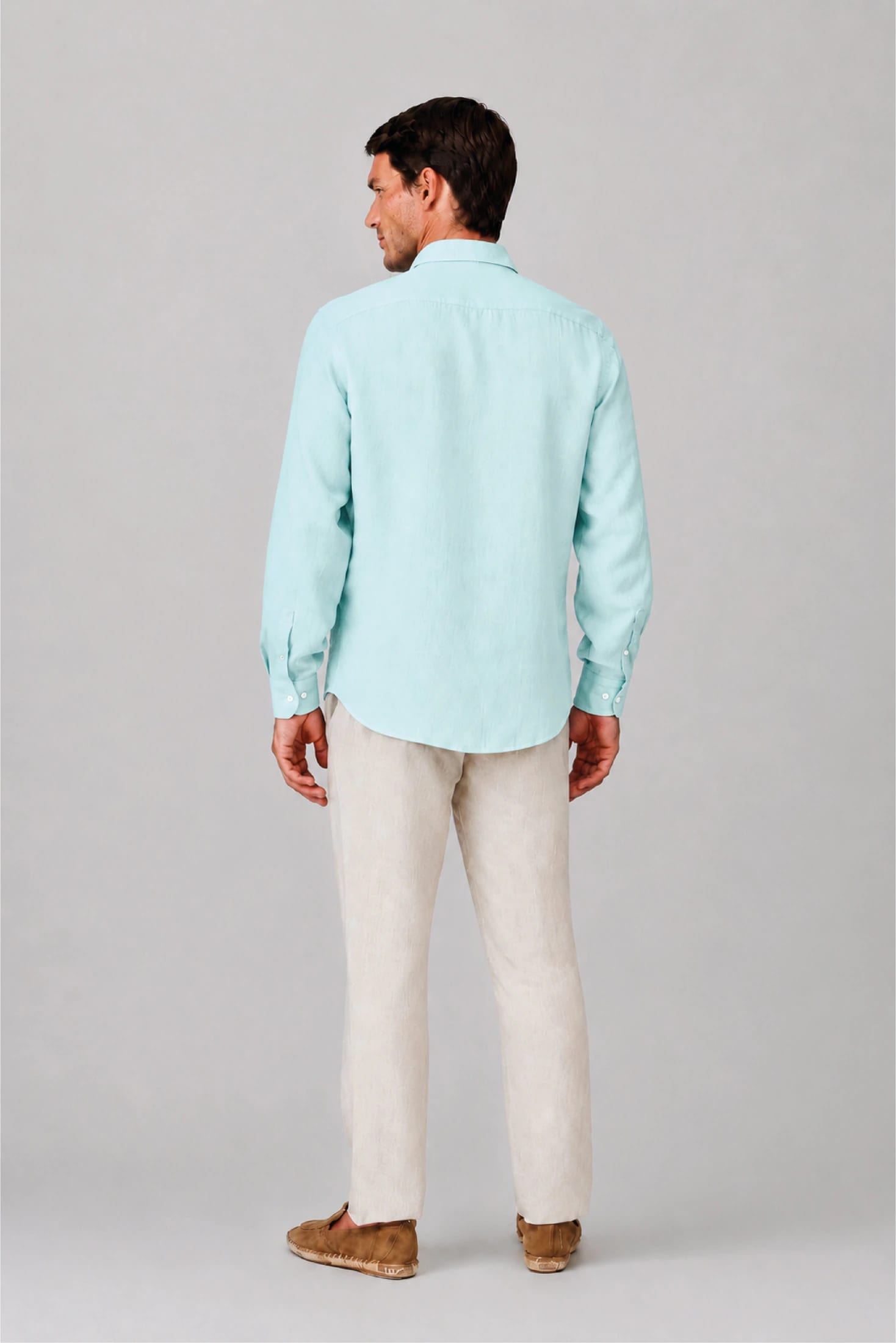 Men's linen shirt ice blue - imagen 6