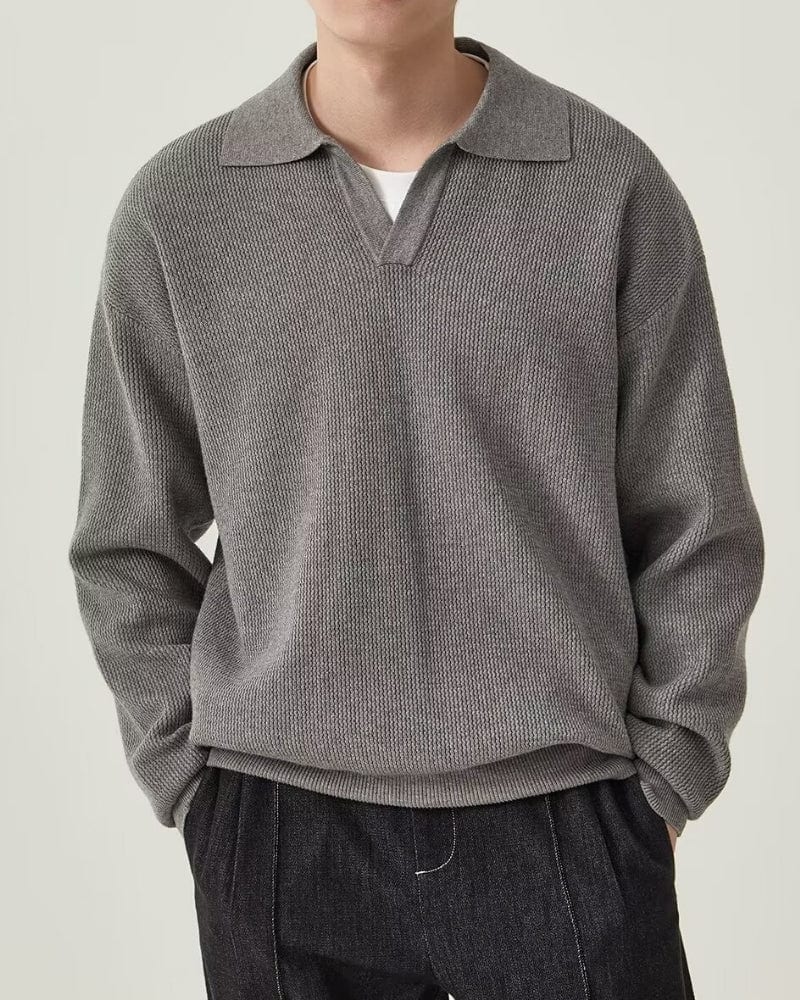 Textured Knit Polo Sweater - imagen 1