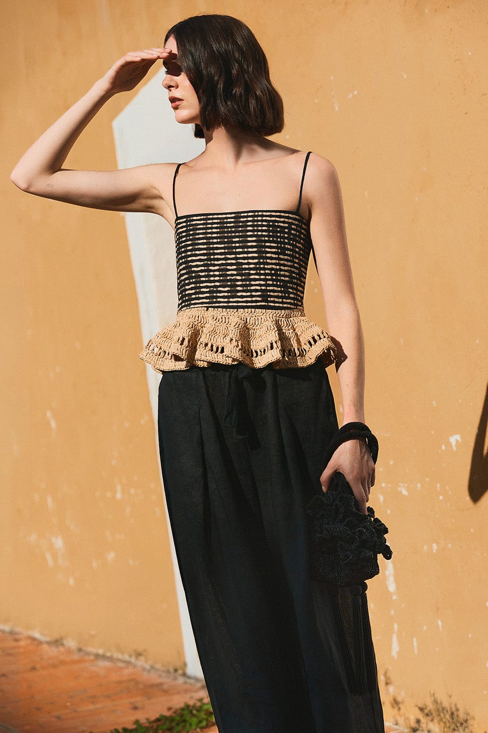 Crop top Mompox crema negro - imagen 1