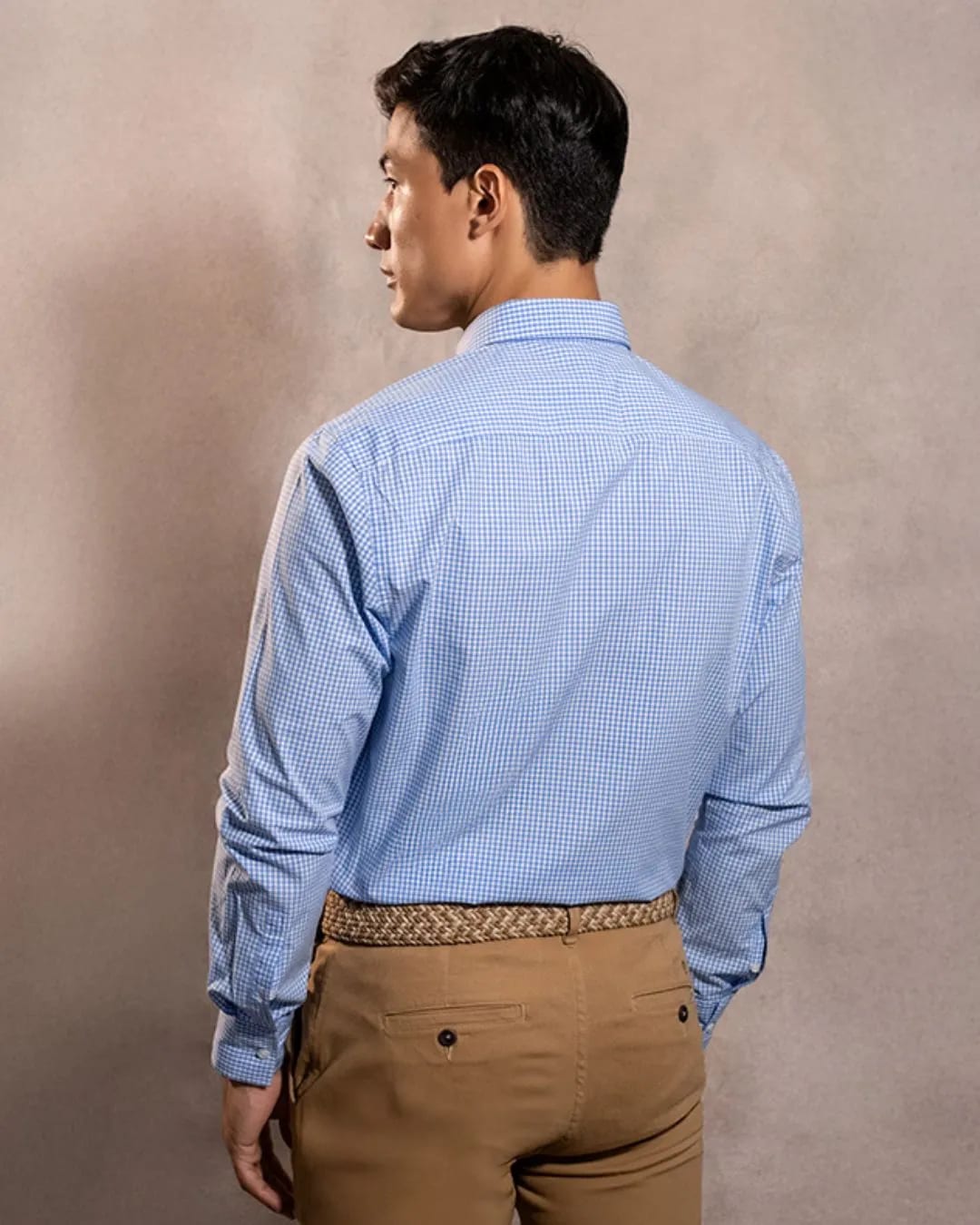 Camisa Antimanchas Popelina Cuadros Azul Claro Logo Combinado - imagen 6