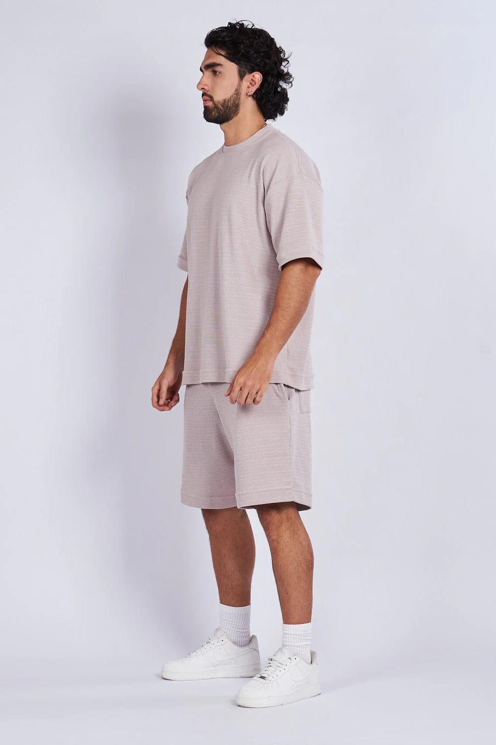 Camiseta oversize textura horizontal Caqui - imagen 4