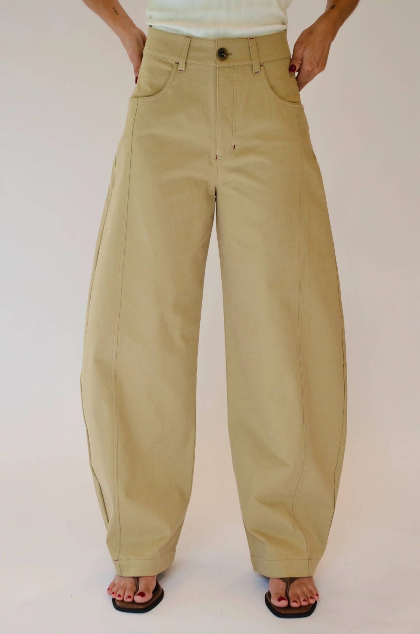 Pantalón Barrel de algodón | Khaki - imagen 2