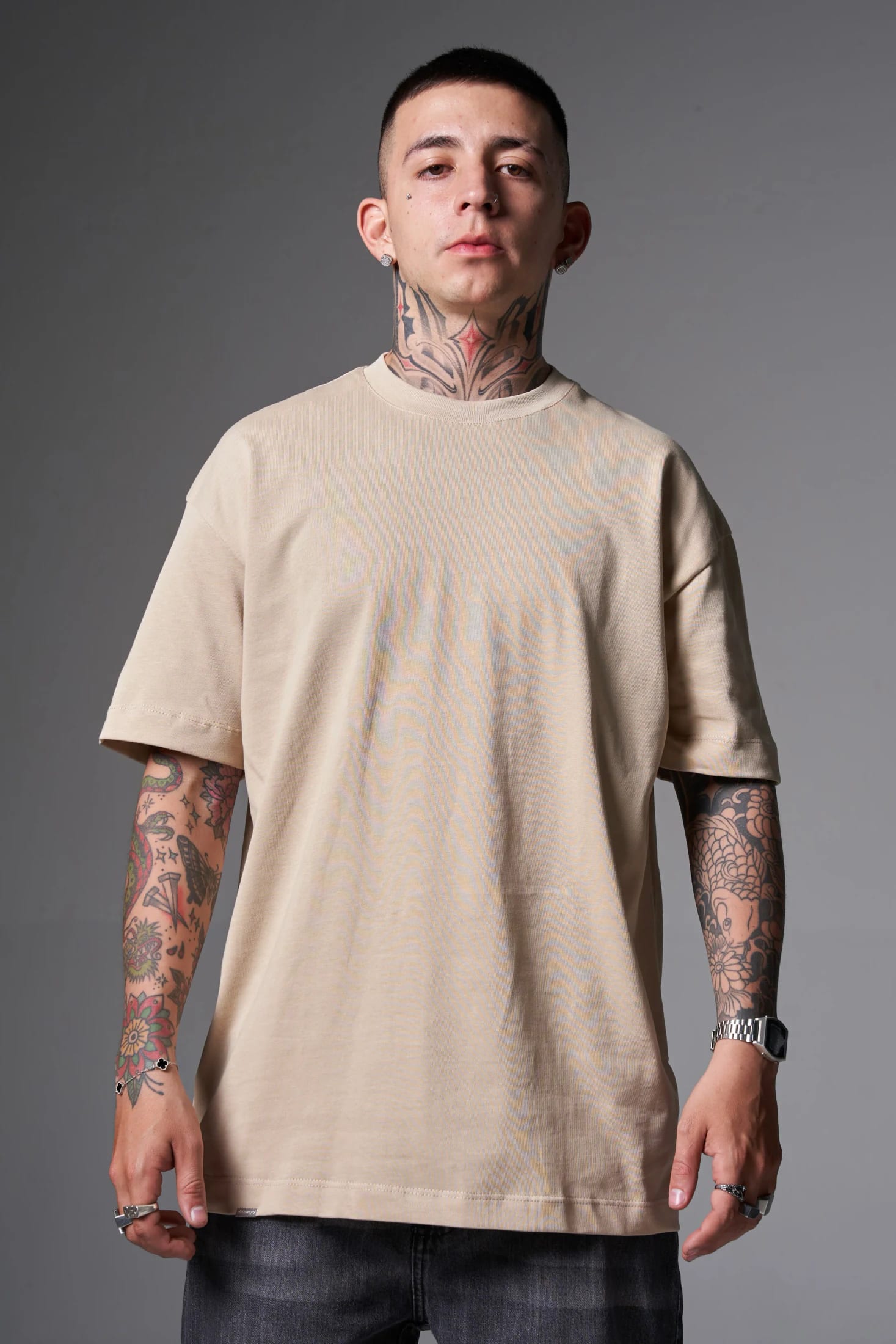 Camiseta 100% Algodón Peruano Camel Oversize 250 Gramos - imagen 2