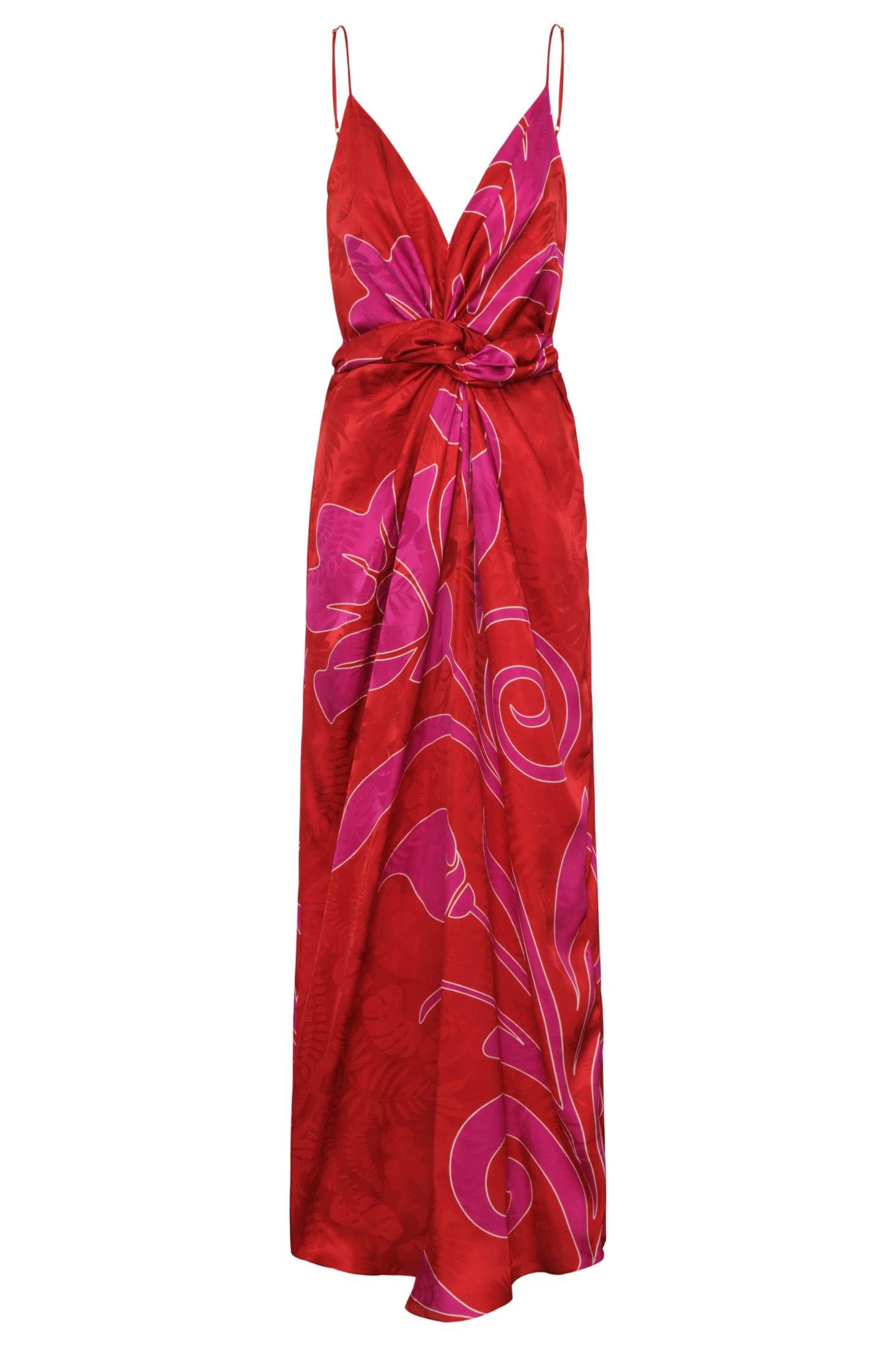 Macarena Silk Jacquard Midi Dress / Red & Fuchsia Maxi Buganvilia - imagen 2