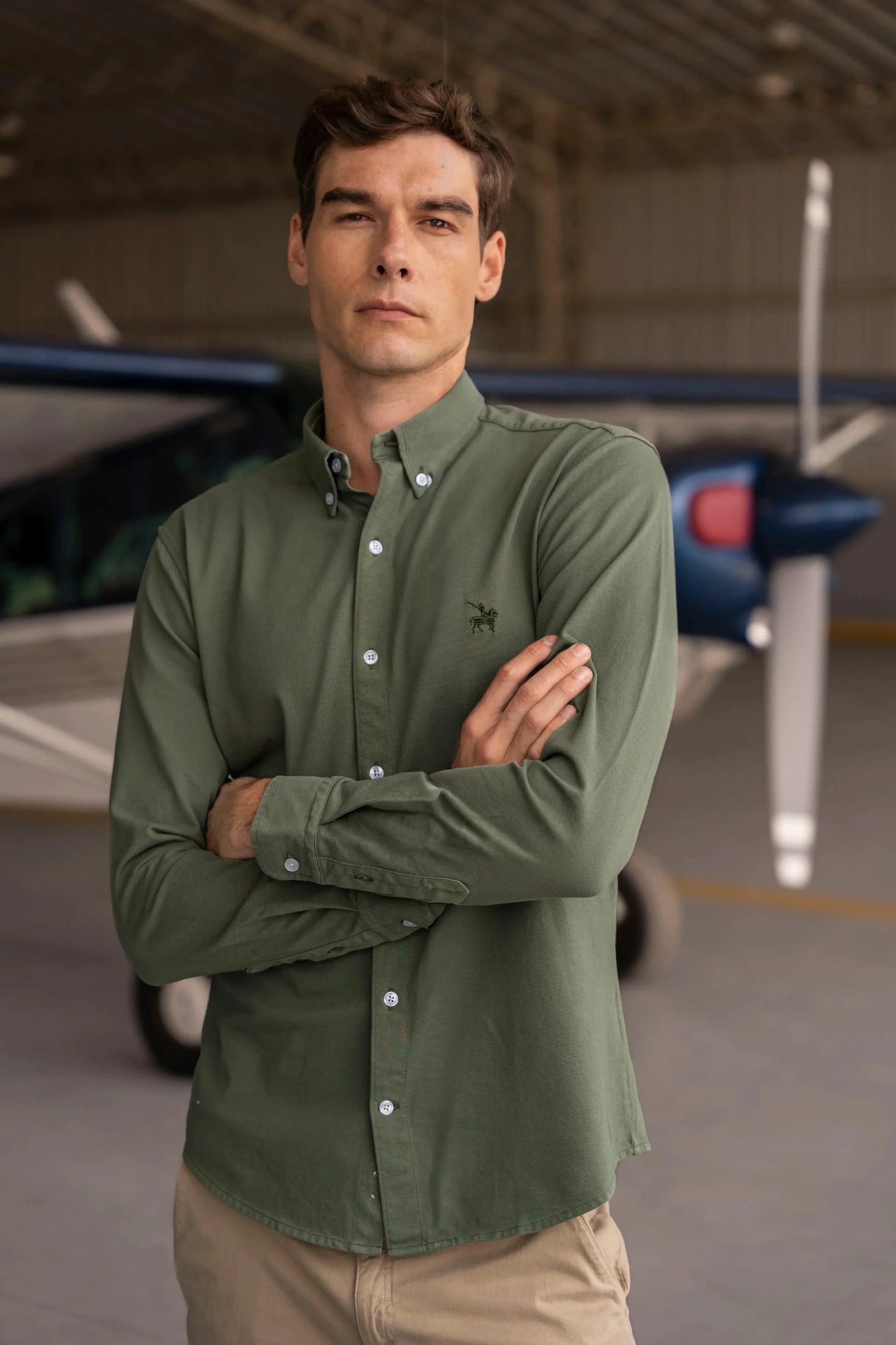 Camisa Micro Pique Hombre Verde - imagen 3