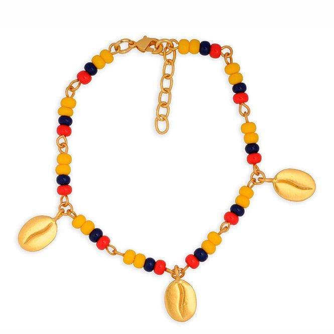 Pulsera Colombia con 3 Dijes Pequeños Grano de Café - imagen 1