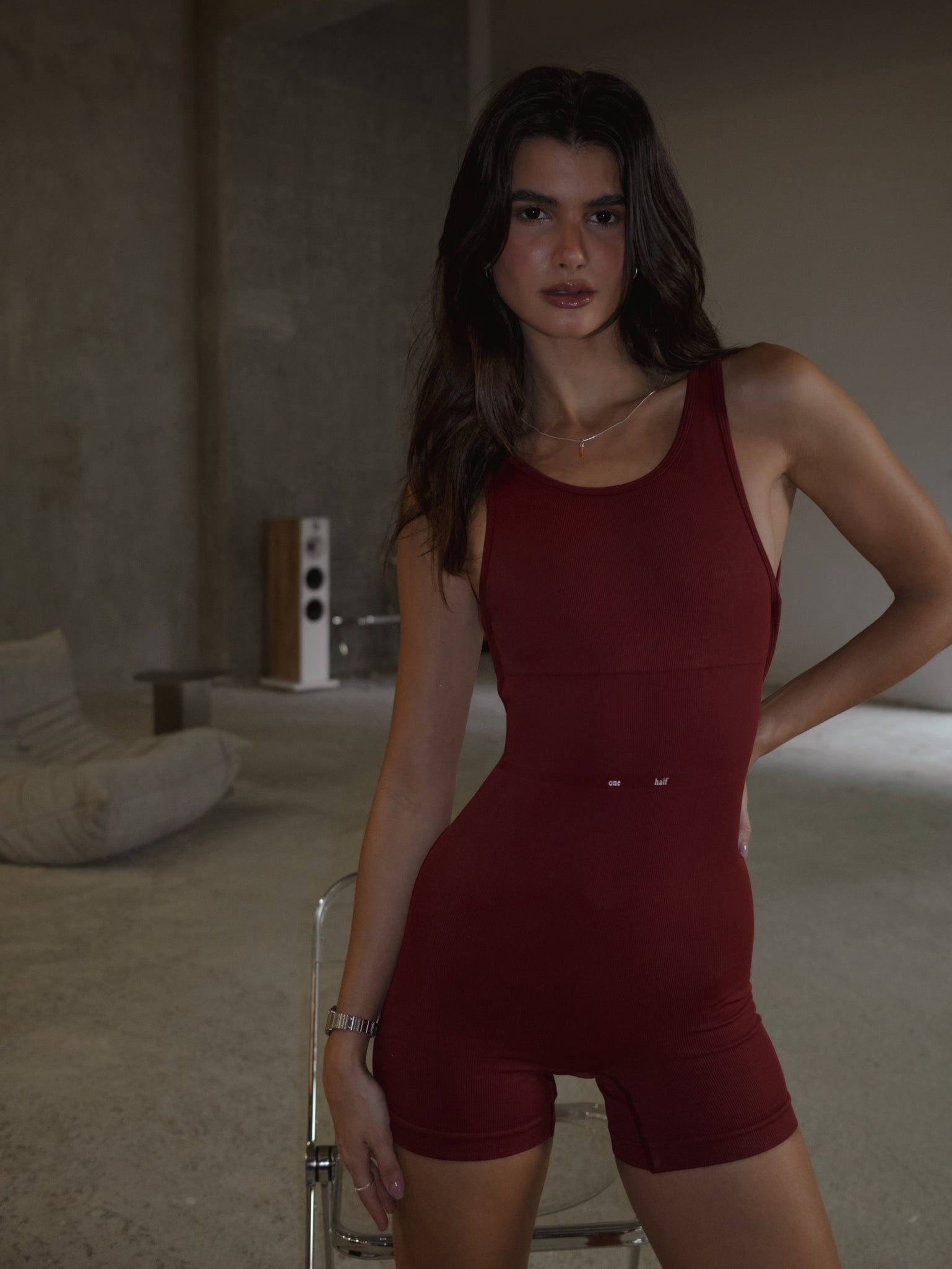 OPEN STRAPS SEAMLESS UNITARD - SOLID ROBUST RED - imagen 7