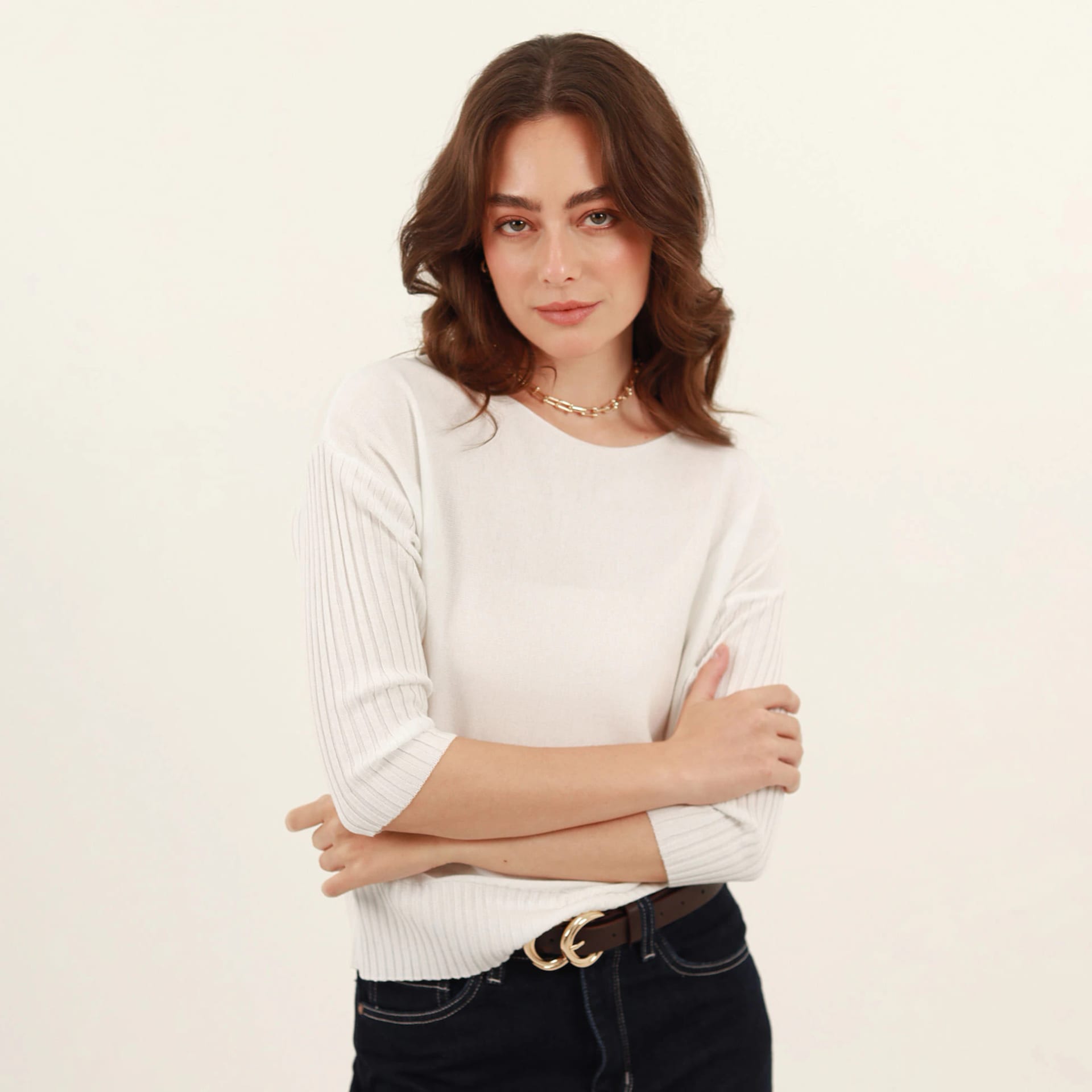 Sweater relajado cuello redondo manga 3/4 rodada - imagen 5