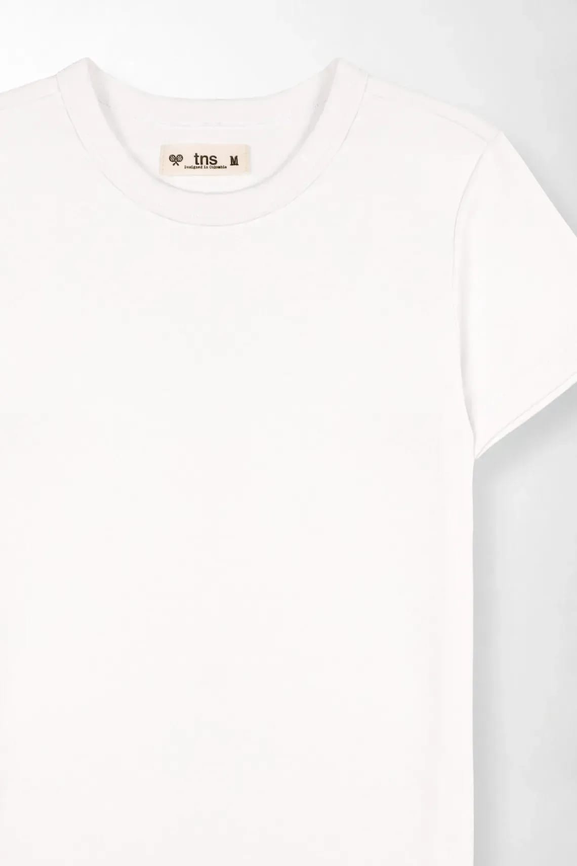 Camiseta regular fit con cuello redondo en blanco para mujer - imagen 7