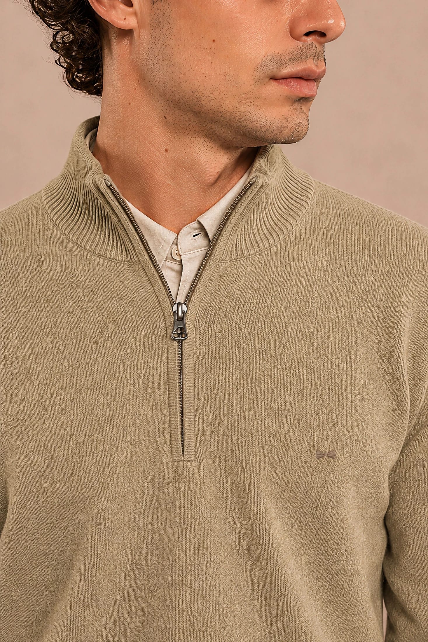 Halfzip Algodon Peinado Antiarrugas Camel - imagen 3