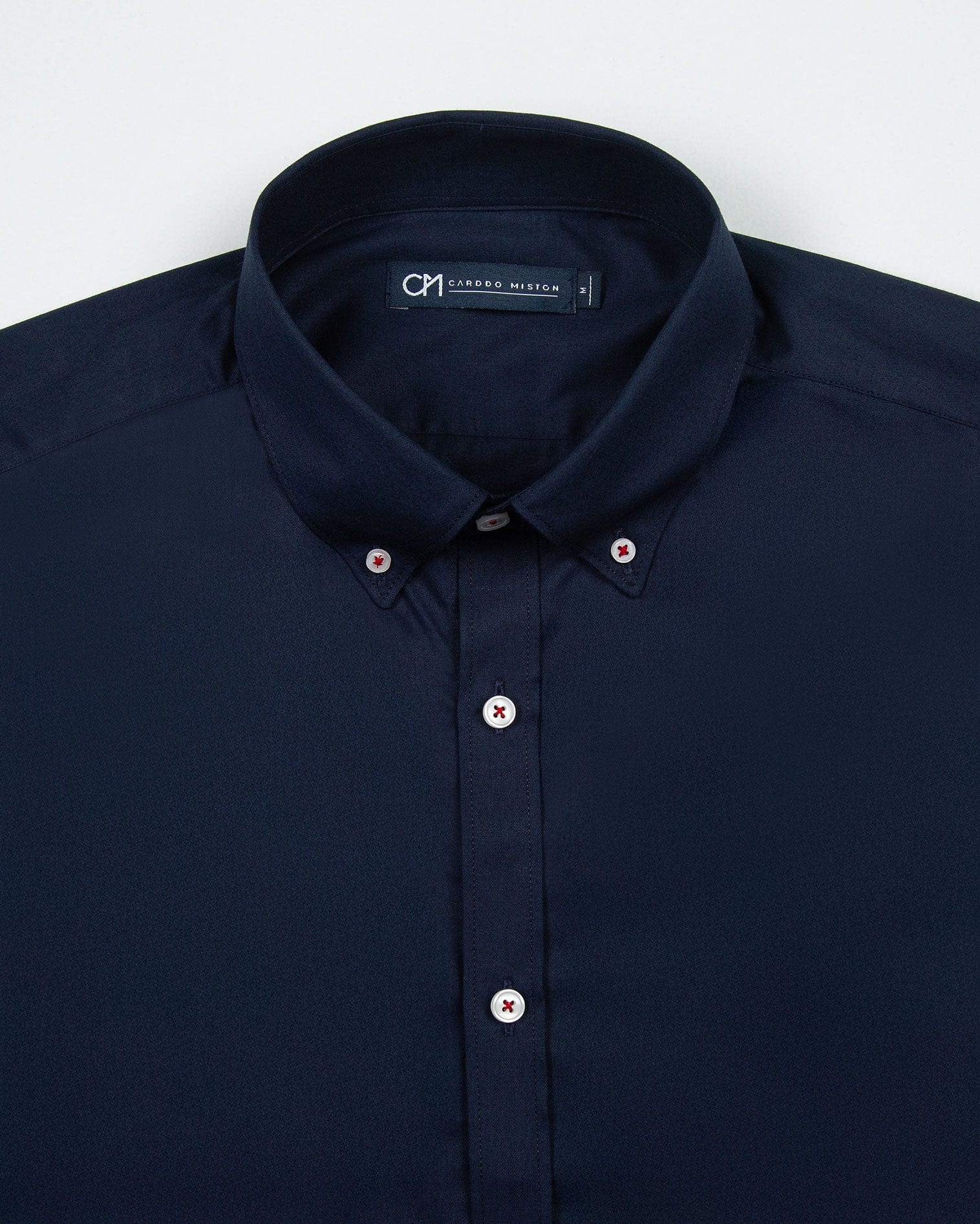 Camisa Sarga Botón Contraste Algodón Azul Oscuro - imagen 2