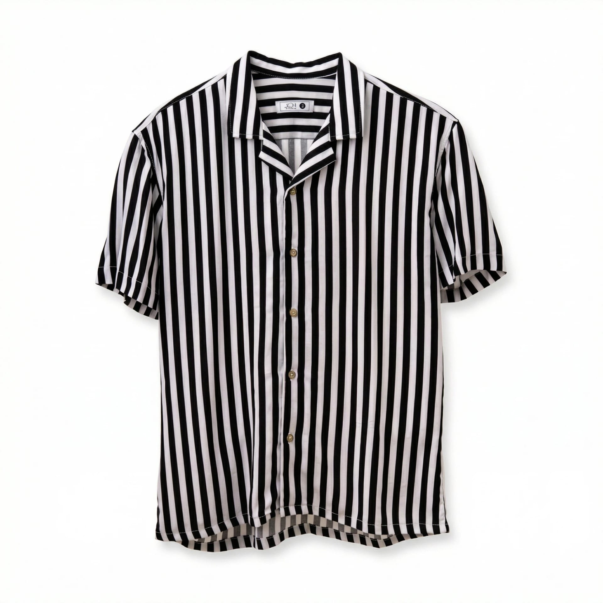 Camisa Bowling Rayada Blanco/Negro C201 - imagen 4