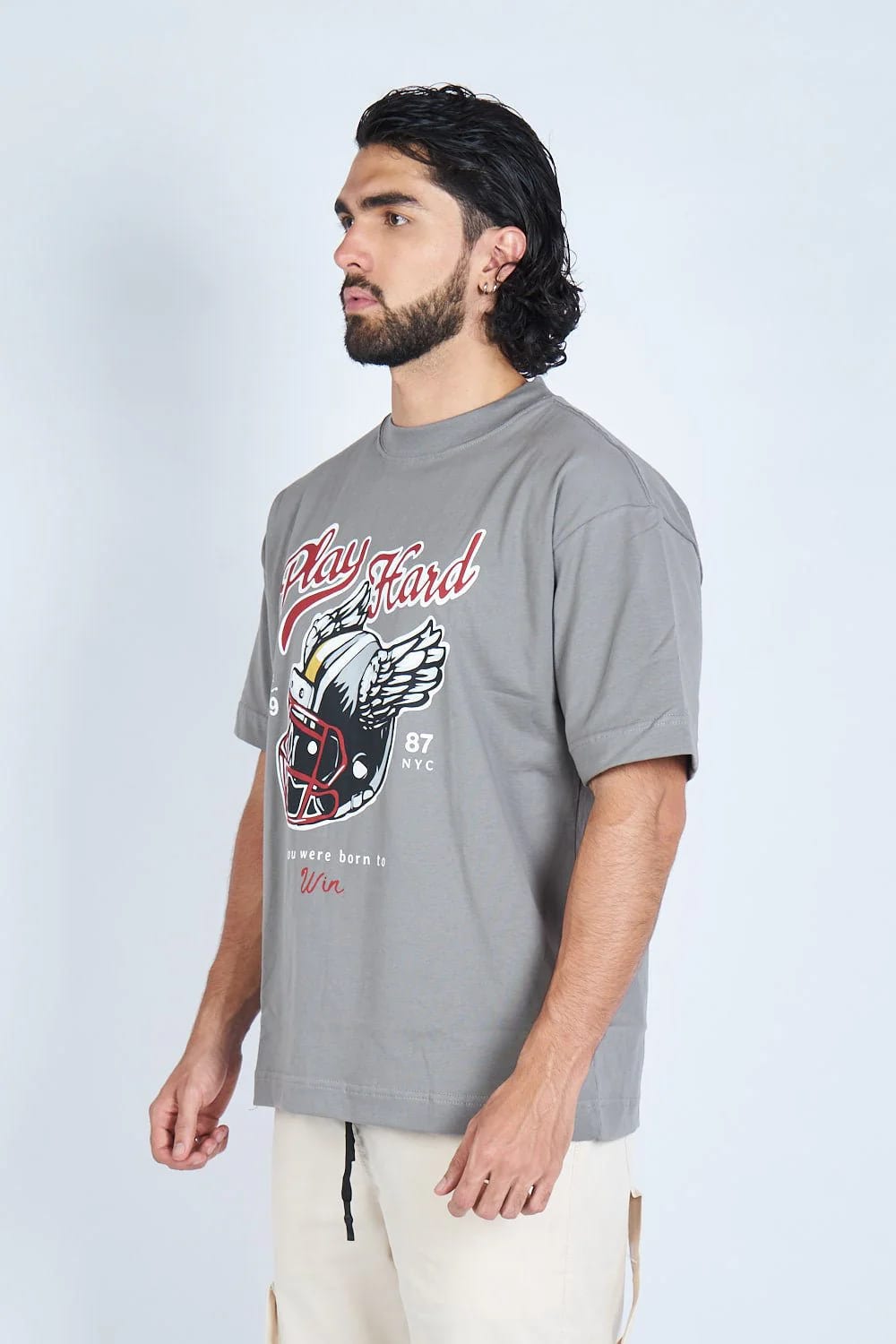 Camiseta oversize PLAY HARD GRIS | DROP 03 | - imagen 6