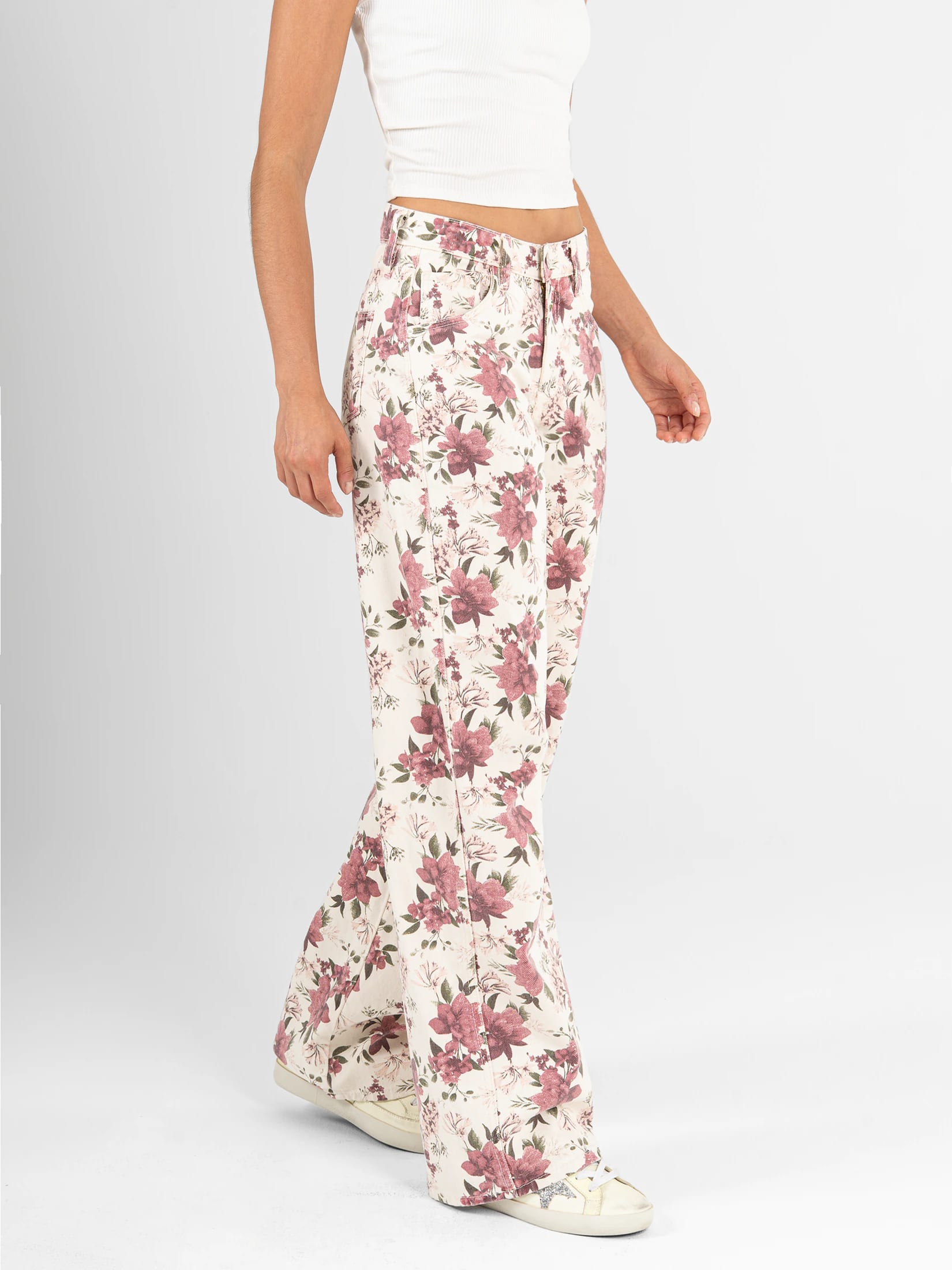 Ref: 0620593 Pantalón wide leg rígido, tiro alto, tono natural, diseño con pinzas - imagen 4