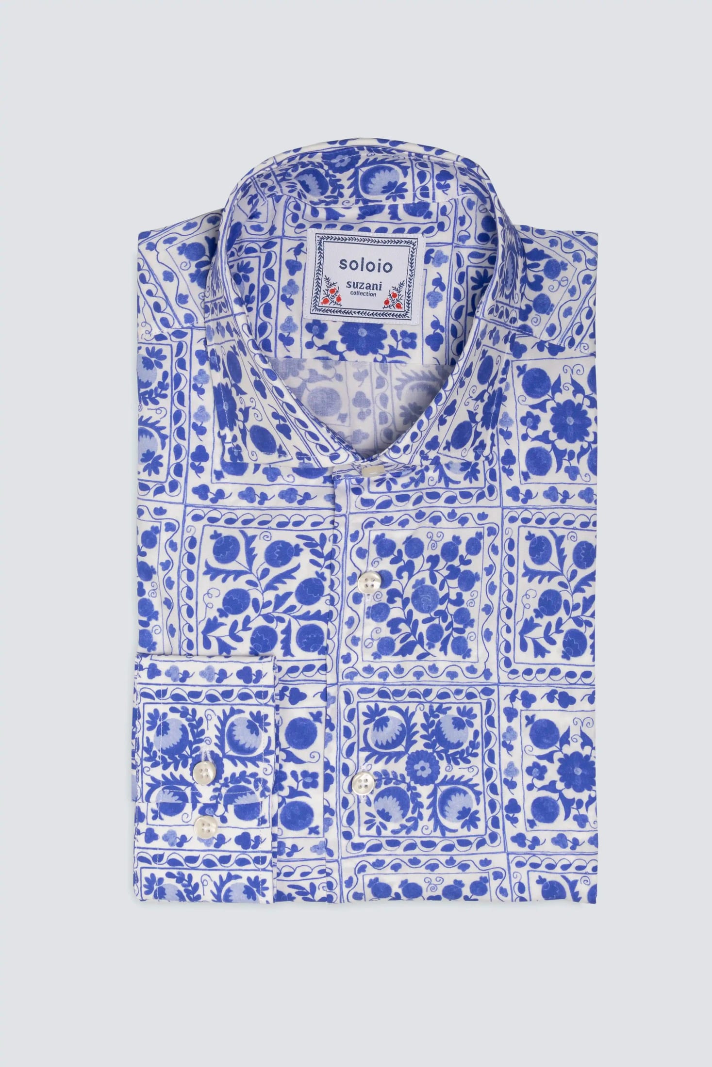 Men's cotton shirt white ferghana - imagen 3