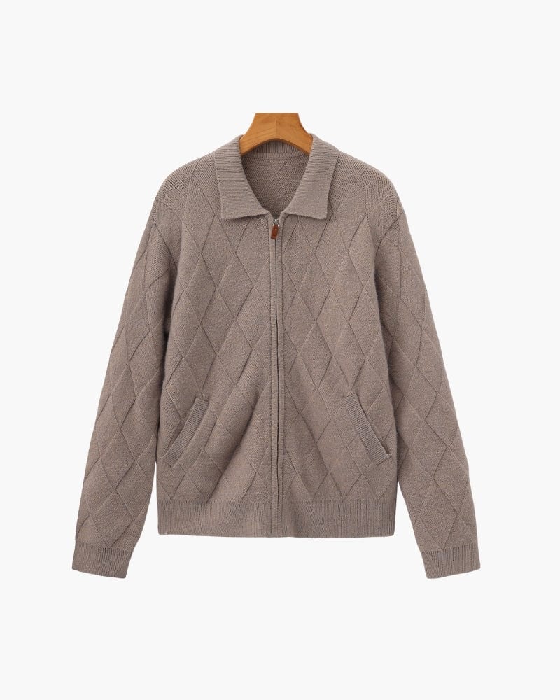 Heritage Diamond Knit Zip Cardigan - imagen 1