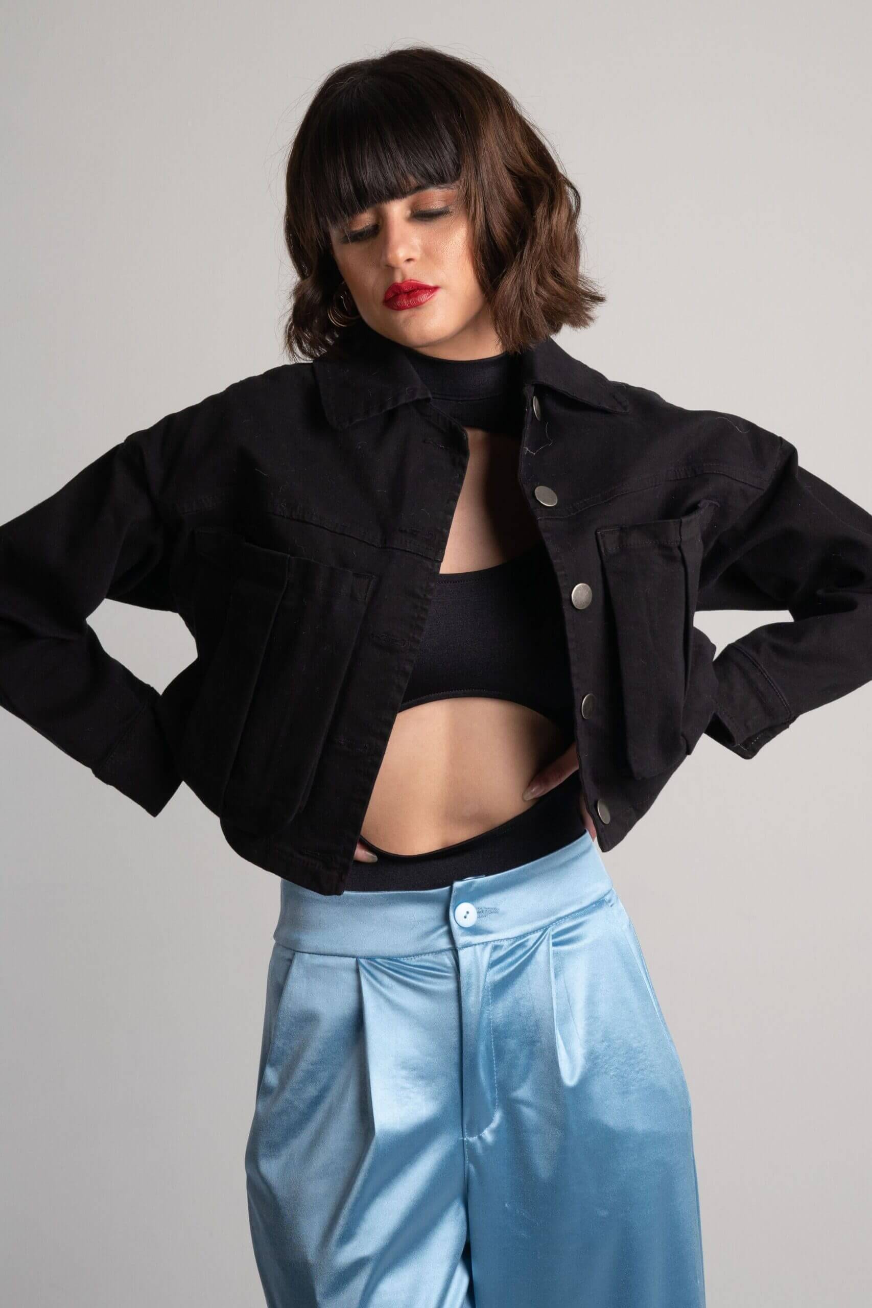 Chaqueta Cortés Denim Negra - imagen 3