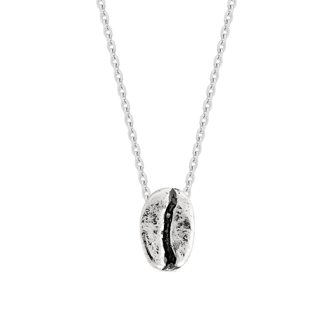 Collar Café Caturra con cadena sencilla corta (45cm) en plata envejecida - imagen 1