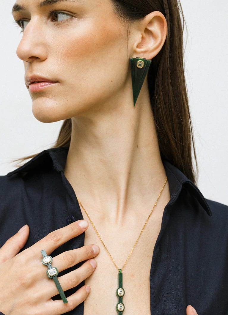 JVxTH - L GREEN EARRINGS - imagen 1