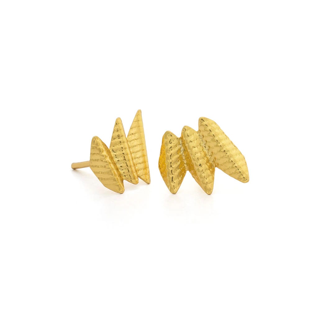 ARETES MINI ABANICOS DORADOS - imagen 1