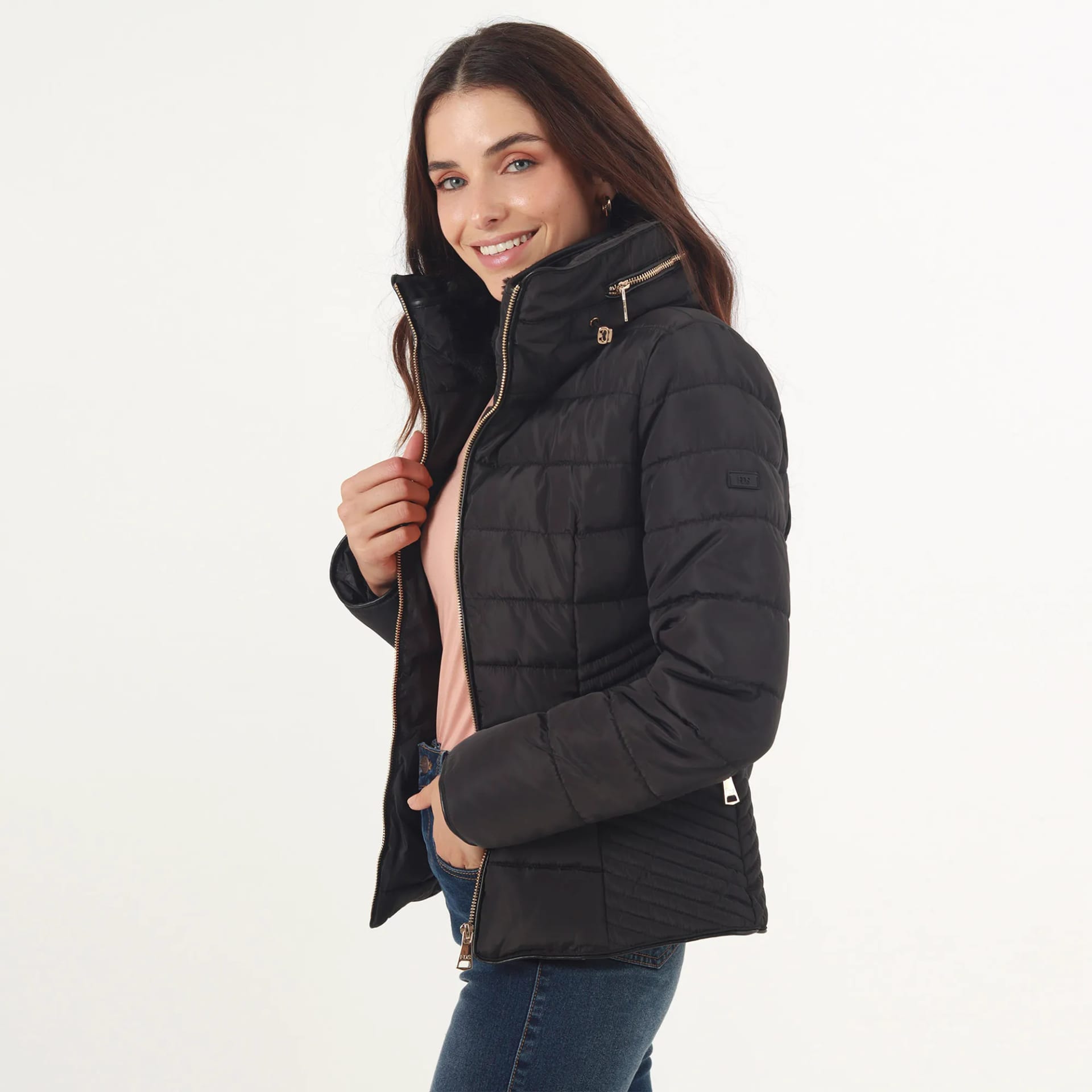 Chaqueta acolchada cuello alto con capucha interna - imagen 7